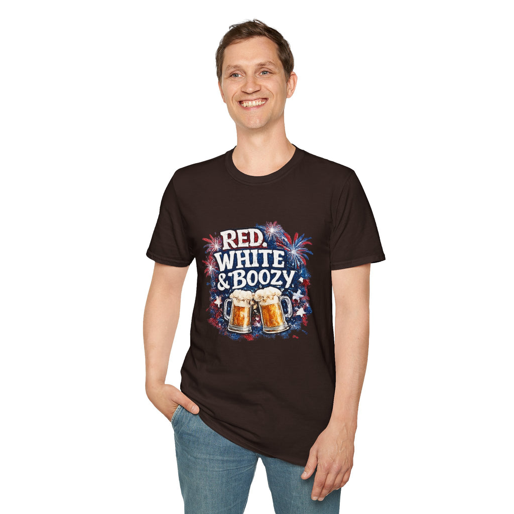 Red, White & Boozy Beer T-Shirt — Patriotic 4th of July Party Tee