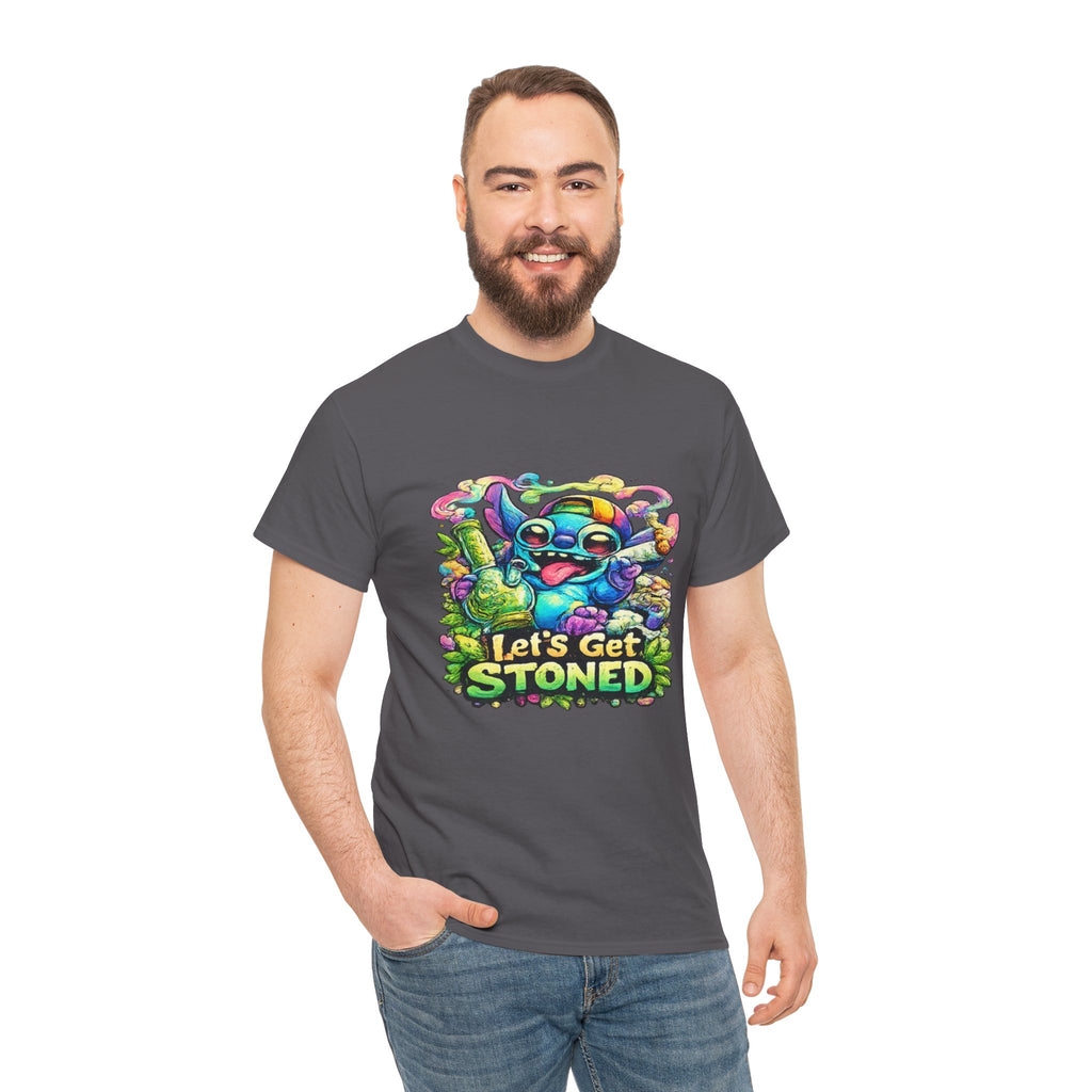 Let's Get Stoned T-Shirt — Colorful Trippy Alien Cannabis Tee