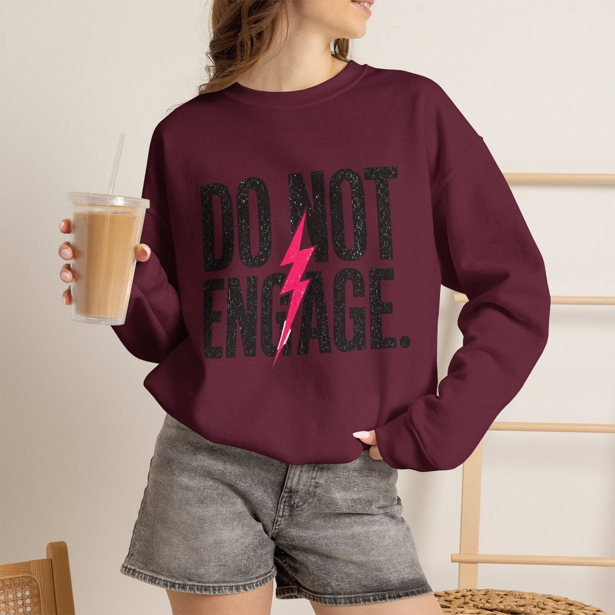 Do Not Engage Crewneck Sweatshirt – Bold Lightning Graphic Streetwear
