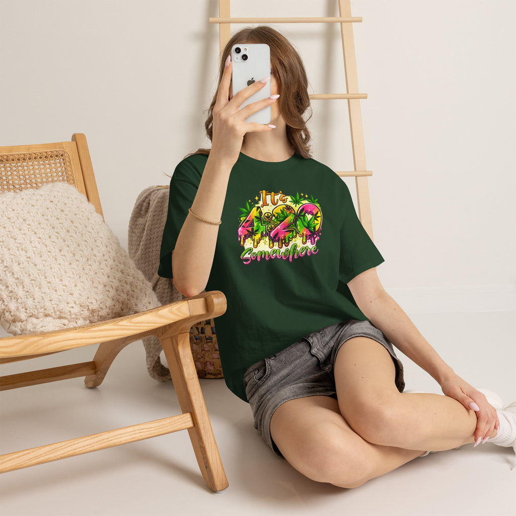 420 Somewhere T-Shirt — Retro Neon Cannabis Graphic Tee
