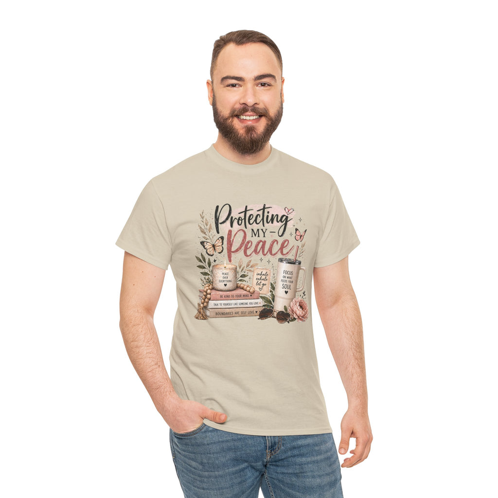 Protecting My Peace T-Shirt — Cozy Floral Coffee & Book Graphic Tee