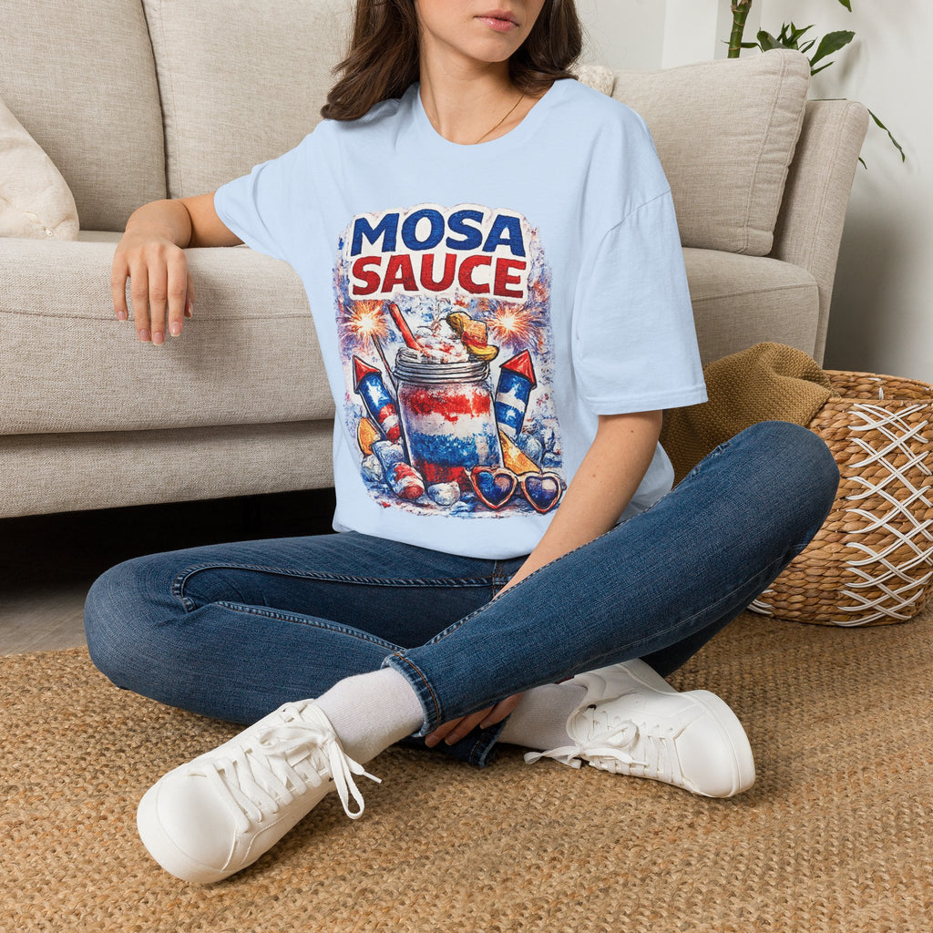 Mosa Sauce Patriotic Graphic Tee — Red White & Blue Summer BBQ Shirt
