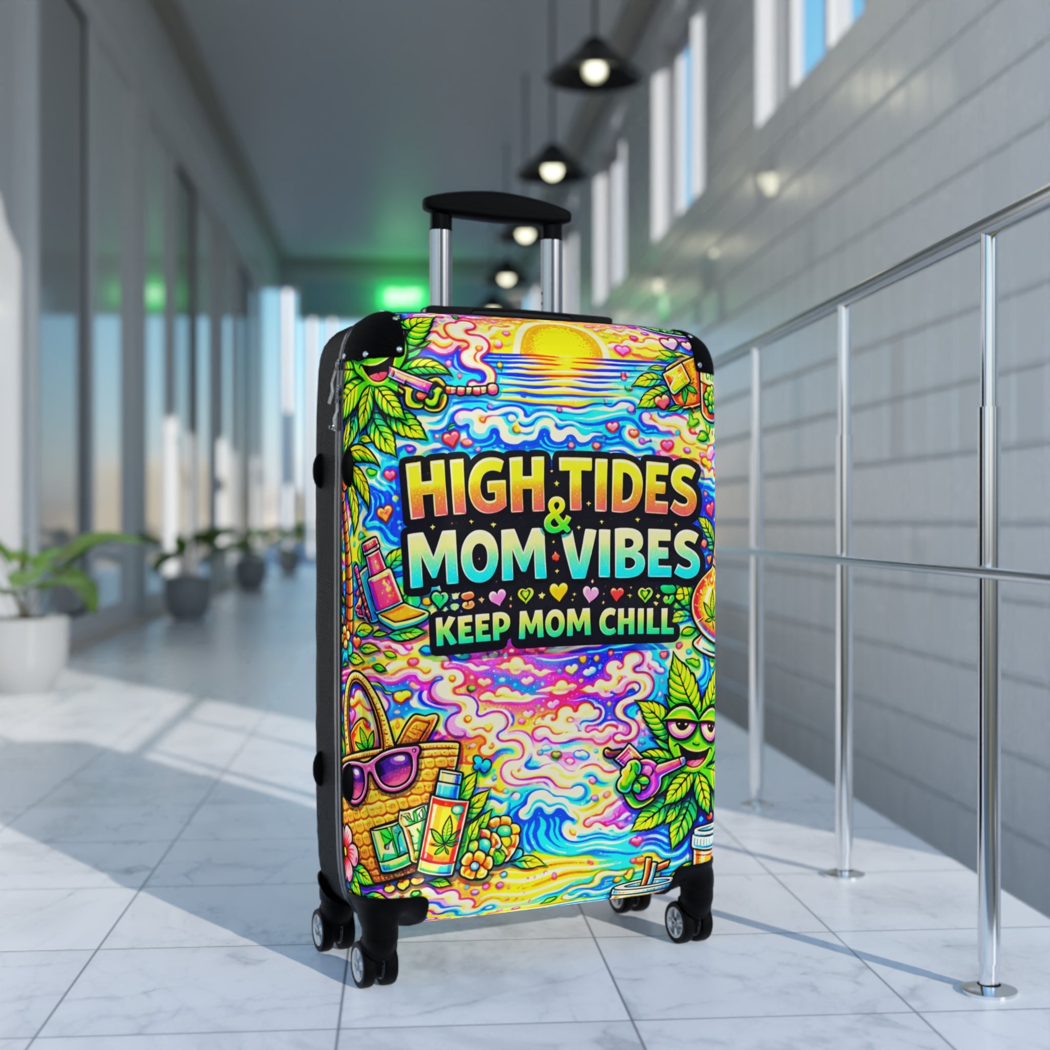 High Tides Mom Vibes Carry-On Suitcase — Keep Mom Chill Beach Travel Luggage