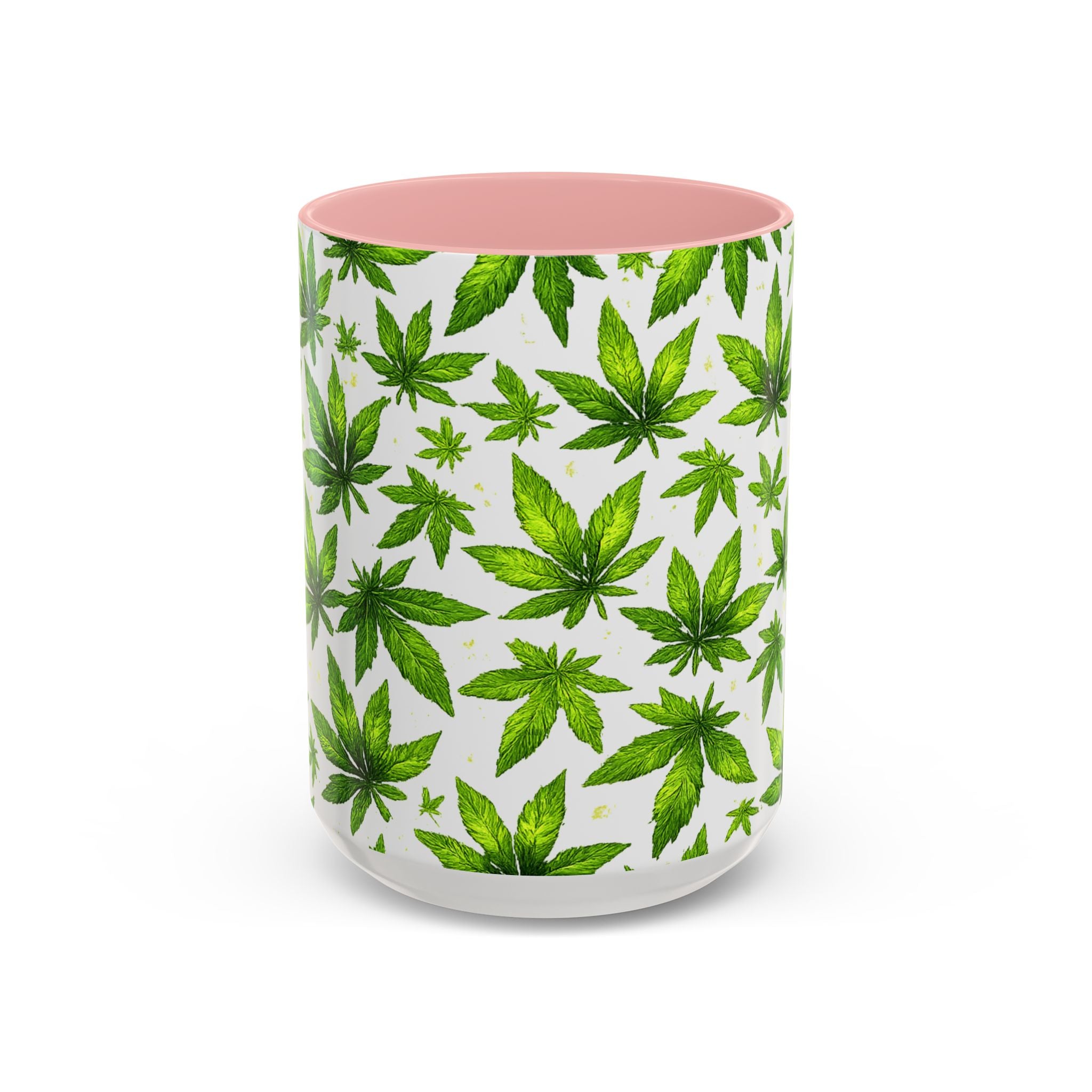 Cannabis Leaf Pattern Accent Coffee Mug – 11/15oz Ceramic