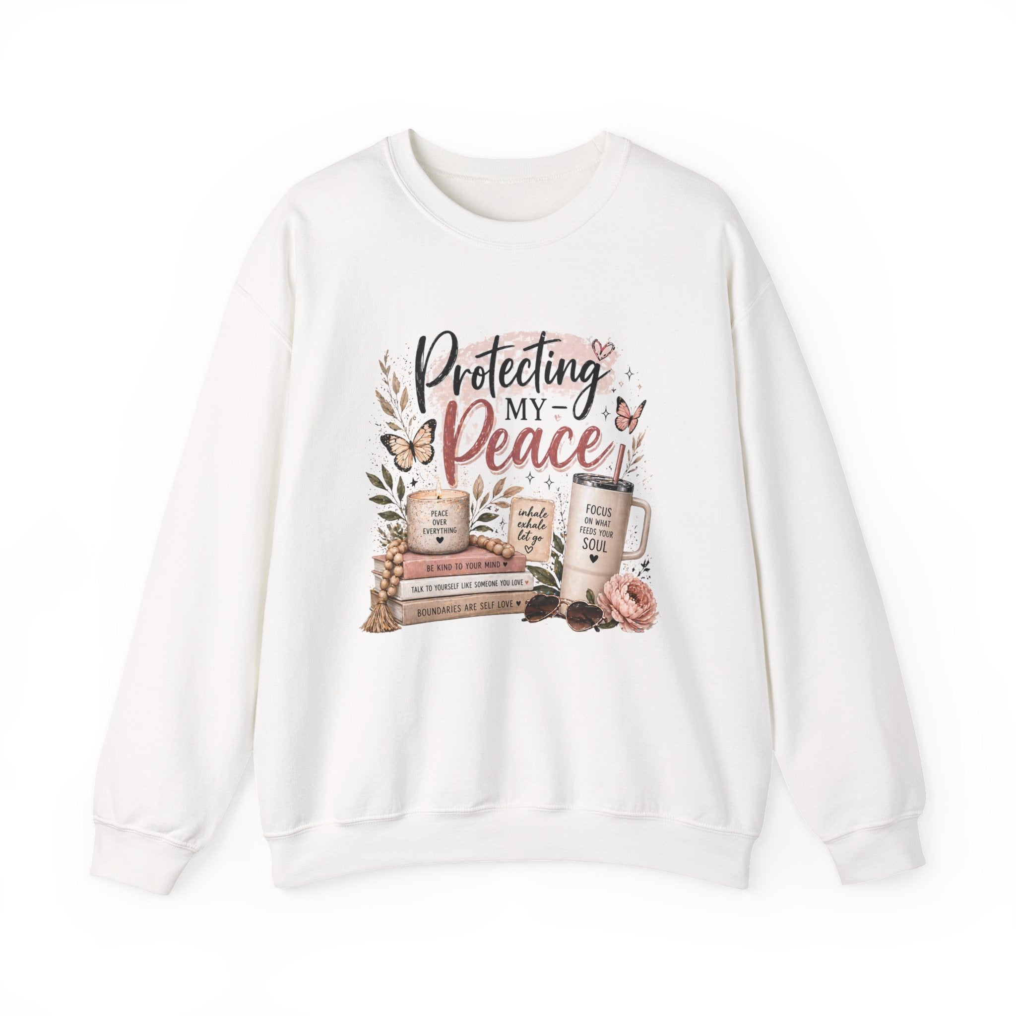 Crewneck Sweatshirt – "Protecting My Peace" Cozy Floral Graphic