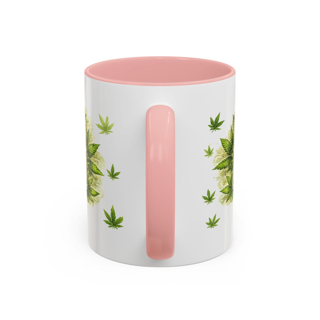 Cannabis 420 Accent Coffee Mug — Indica & Sativa Leaf Pattern (11/15oz)