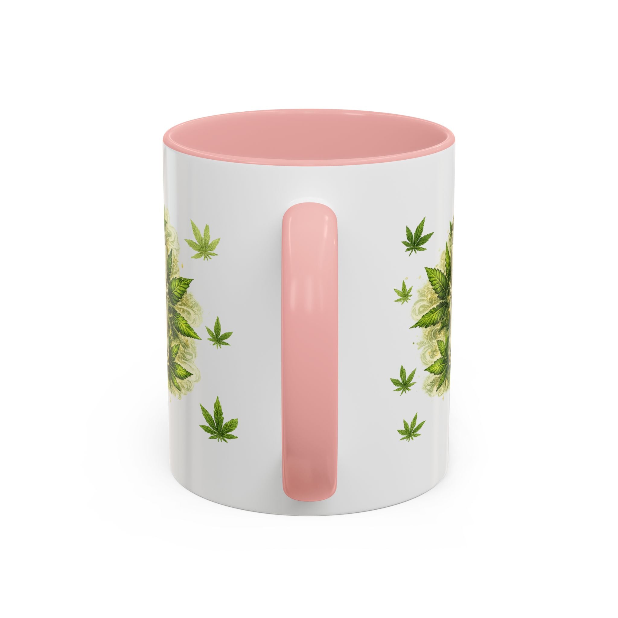Cannabis 420 Accent Coffee Mug — Indica & Sativa Leaf Pattern (11/15oz)