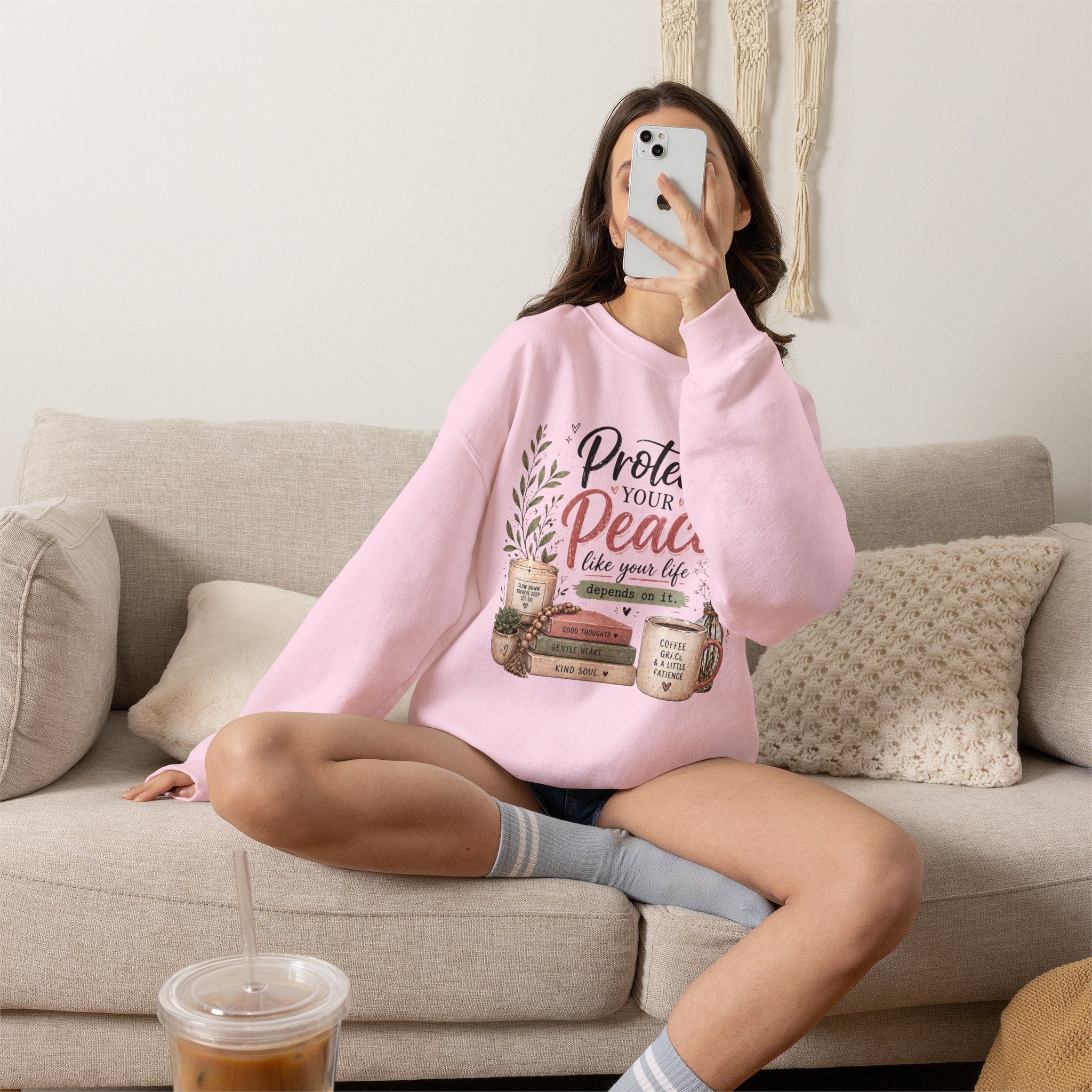 Protect Your Peace Crewneck Sweatshirt – Cozy Inspirational Quote Design