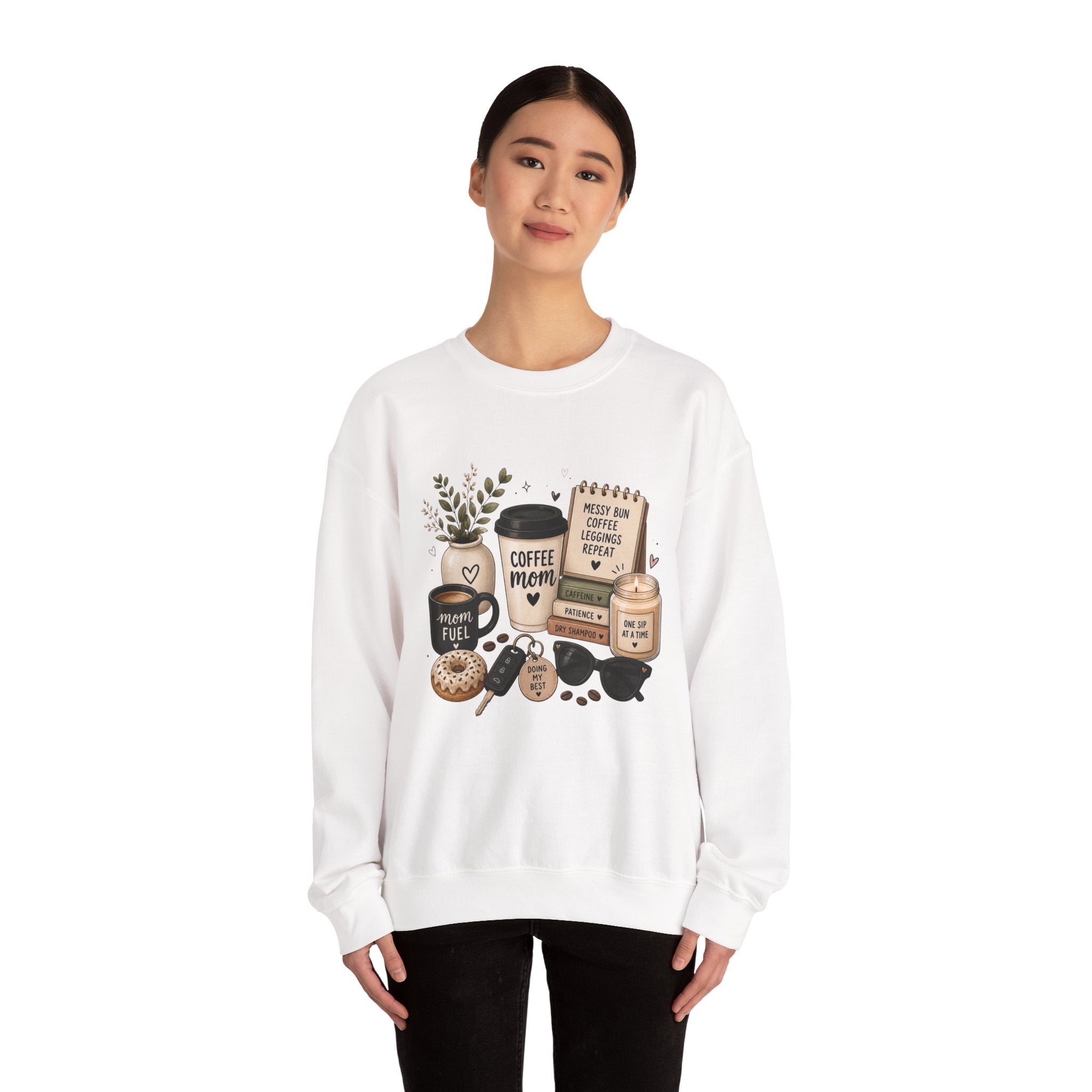 Coffee Mom Crewneck Sweatshirt — Cozy Morning Coffee Lover Graphic