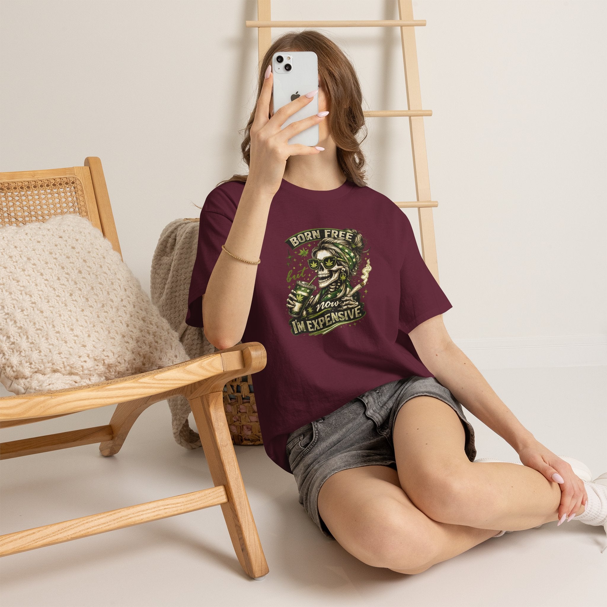 T-Shirt — "Born Free But Now I’m Expensive" Skull Graphic Tee