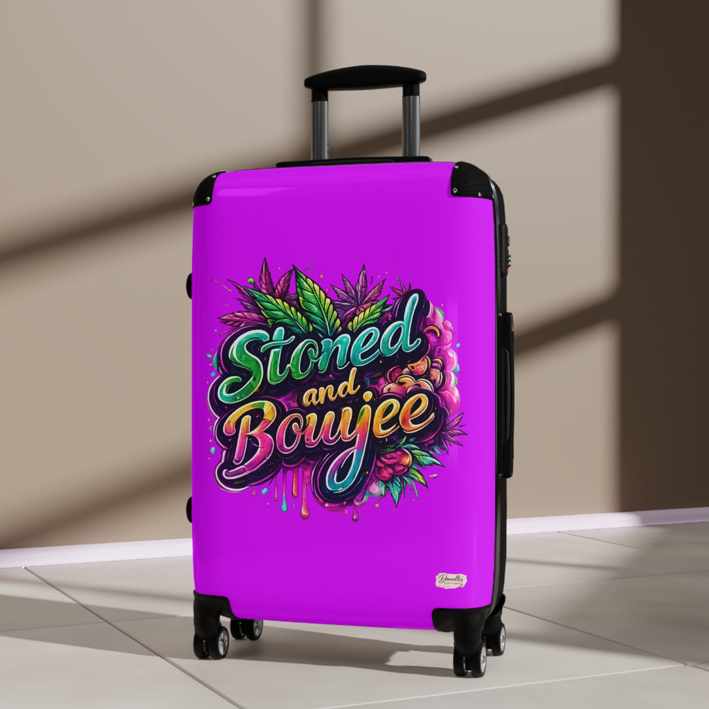 Stoned and Boujee Carry-On Suitcase – Colorful Cannabis Travel Luggage