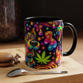 Psychedelic Dog Coffee Mug — Neon Trippy Marijuana Art 11/15oz Accent Mug
