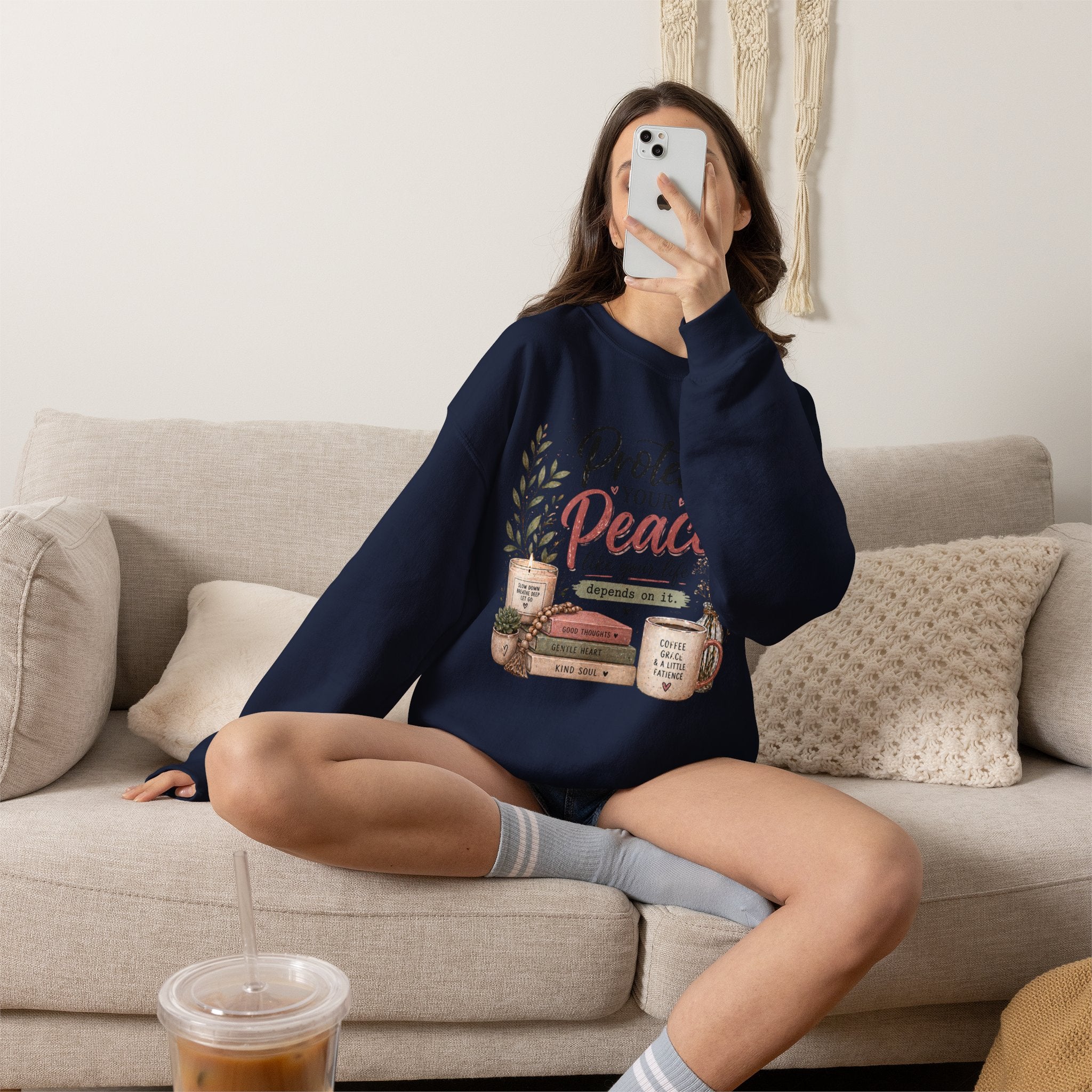 Protect Your Peace Crewneck Sweatshirt – Cozy Inspirational Quote Design