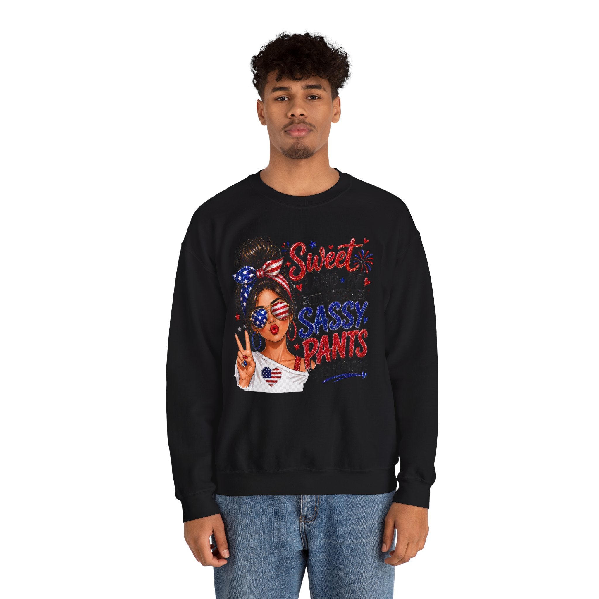 Patriotic 'Sweet Land of Liberty, Sassy Pants to Match' Crewneck Sweatshirt