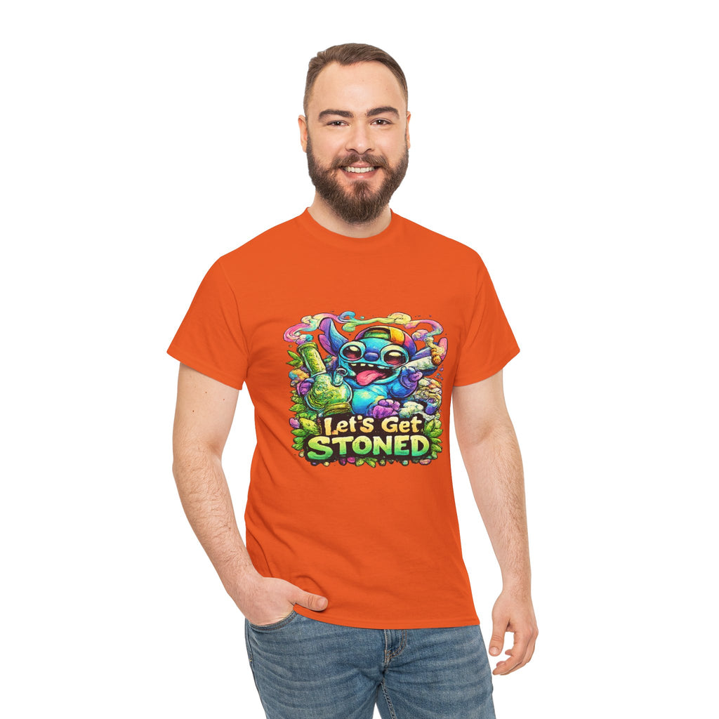 Let's Get Stoned T-Shirt — Colorful Trippy Alien Cannabis Tee