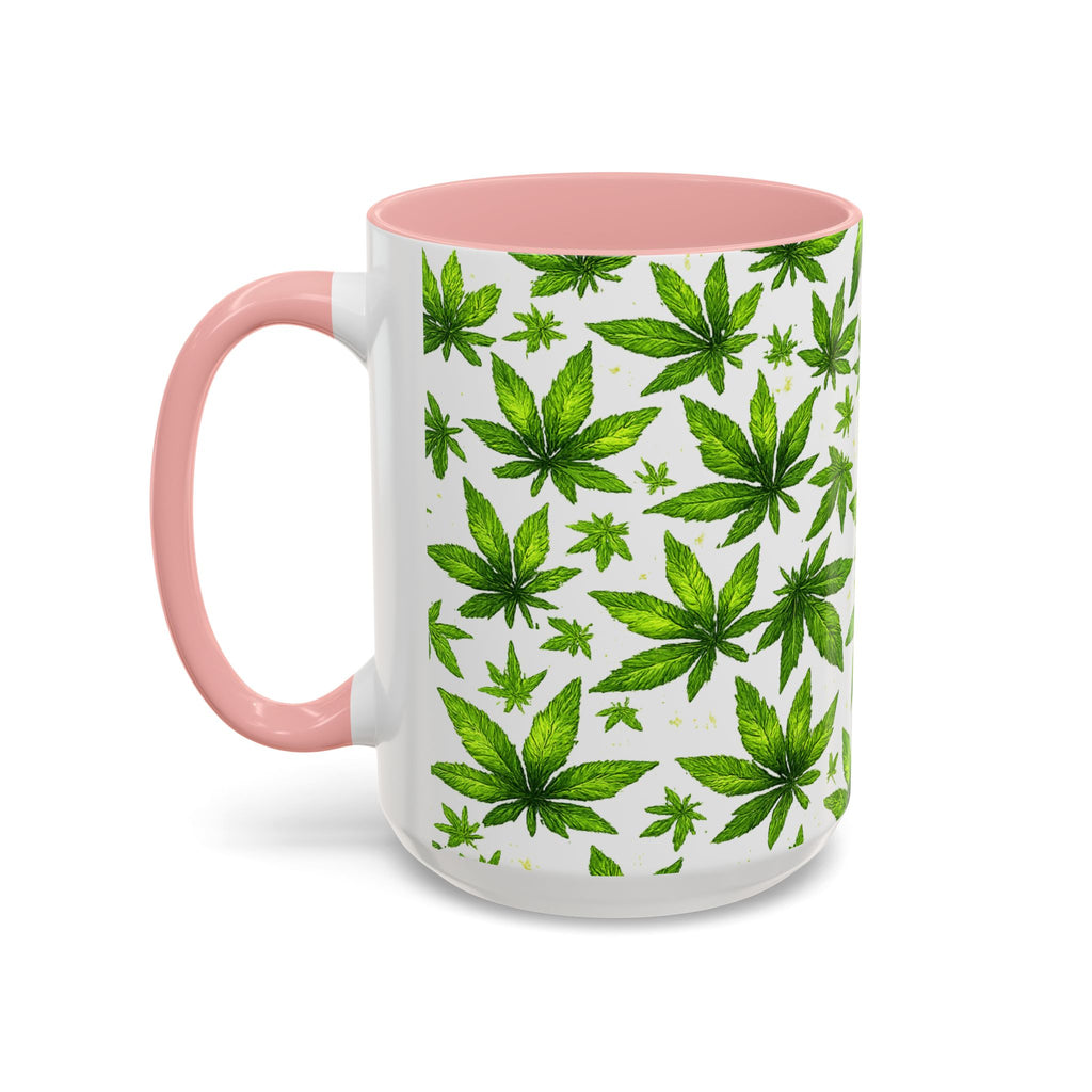 Cannabis Leaf Pattern Accent Coffee Mug – 11/15oz Ceramic