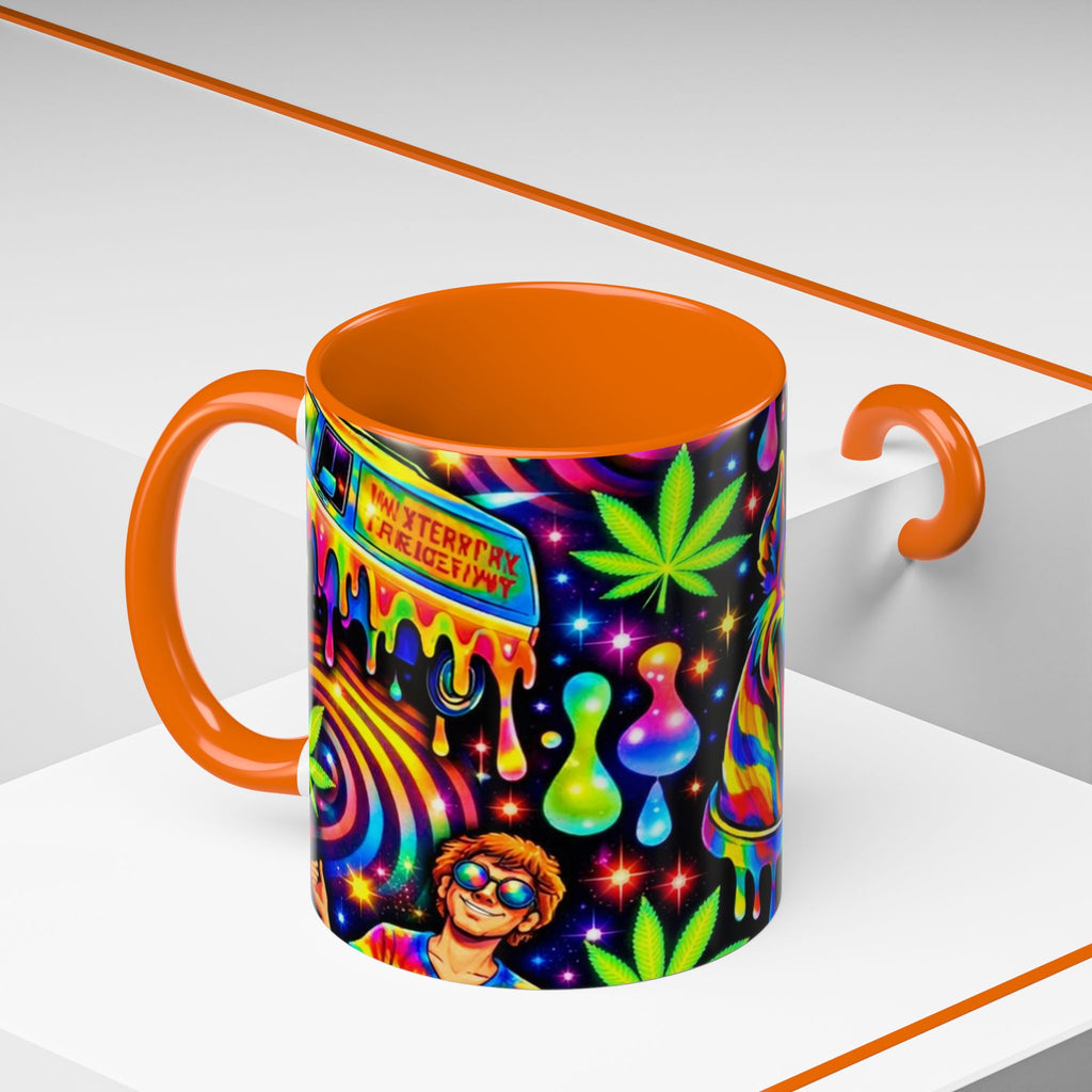 Psychedelic Dog Coffee Mug — Neon Trippy Marijuana Art 11/15oz Accent Mug