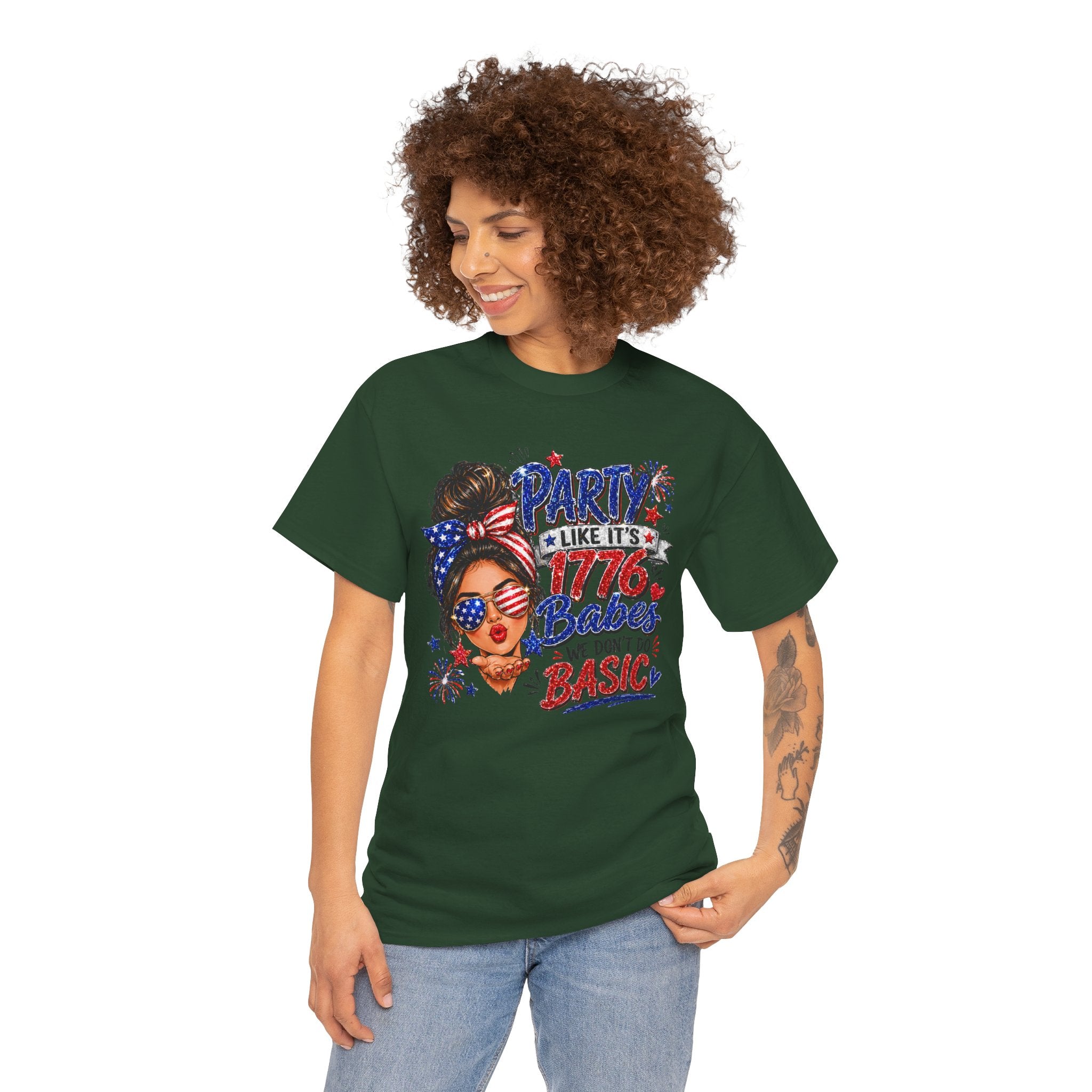 1776 Party Vibes Tee — "Party Like It's 1776 Because We Don't Do Basic" Patriotic T-Shirt