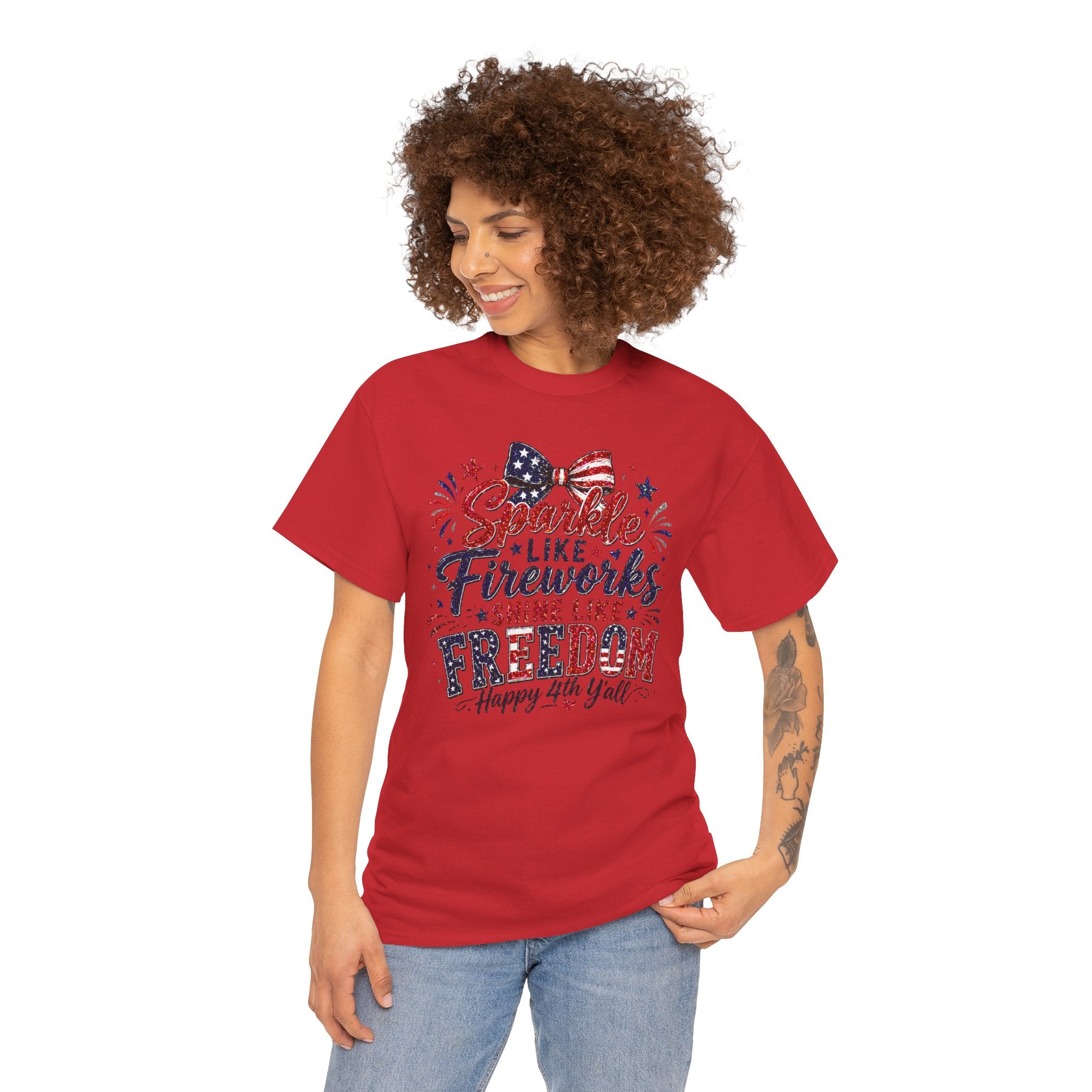 Sparkle Like Fireworks Shine Like Freedom Tee — Happy 4th of July Patriotic T-Shirt