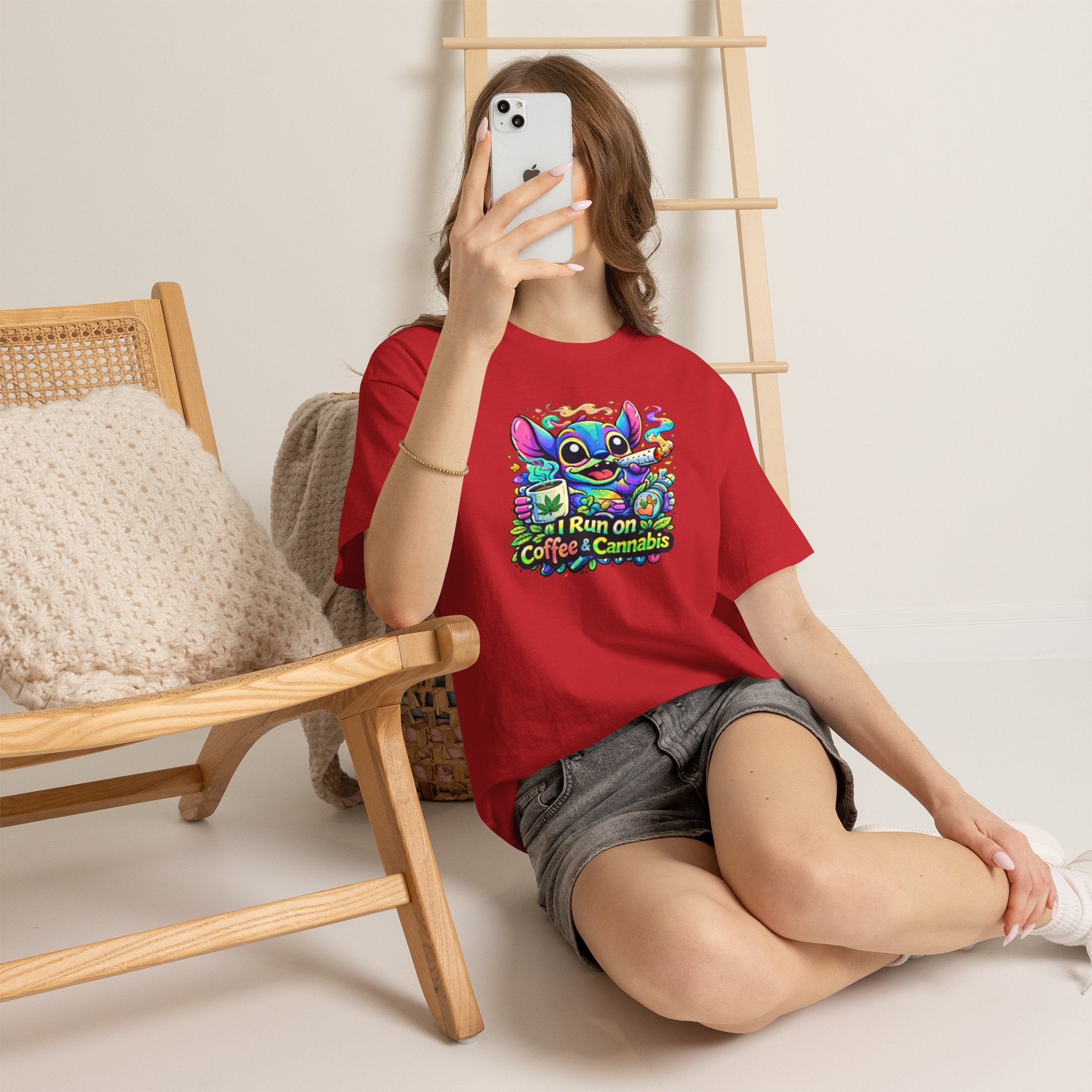 Coffee & Cannabis Tee — 'I Run on Coffee & Cannabis' Cute Stitch Graphic T-Shirt