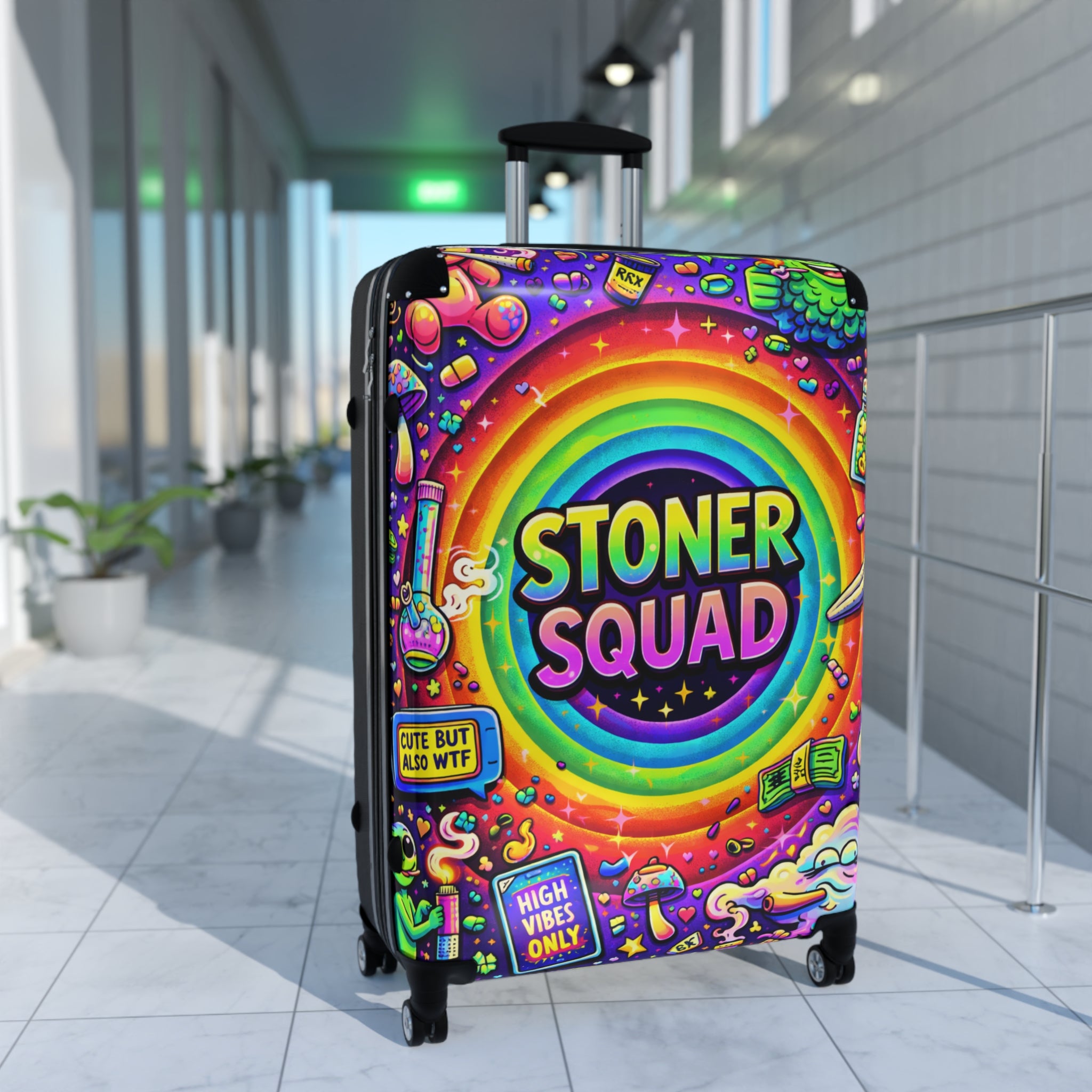 Stoner Squad Carry-On Suitcase – Colorful Psychedelic Travel Luggage