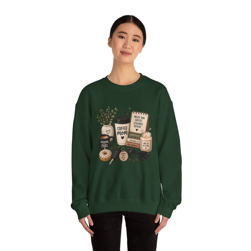 Coffee Mom Crewneck Sweatshirt — Cozy Morning Coffee Lover Graphic