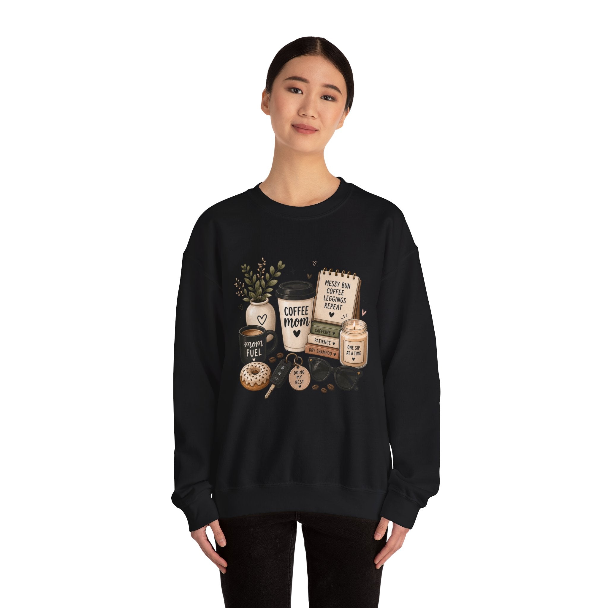 Coffee Mom Crewneck Sweatshirt — Cozy Morning Coffee Lover Graphic