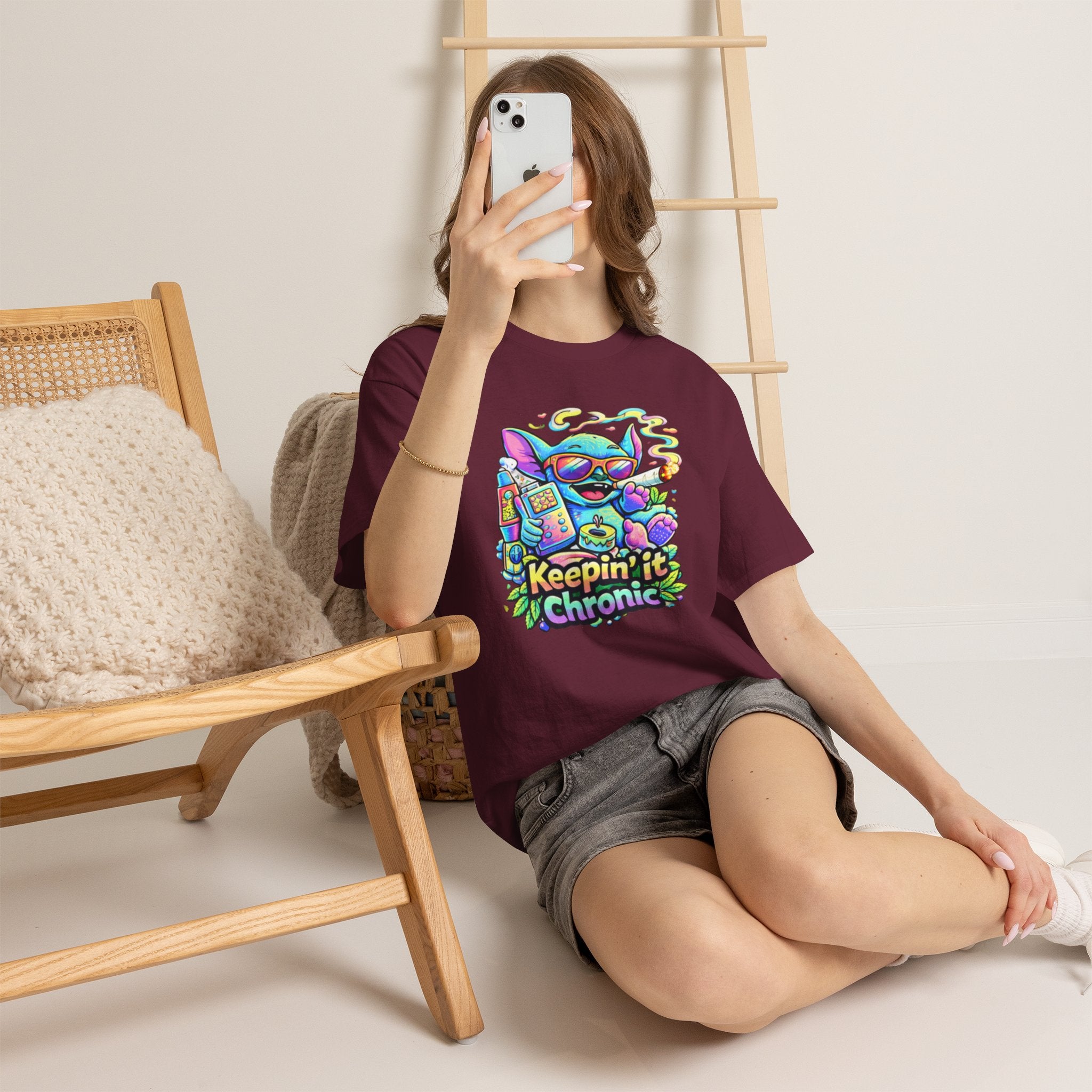 Keepin' It Chronic T-Shirt — Colorful Stoner Cat Graphic Tee