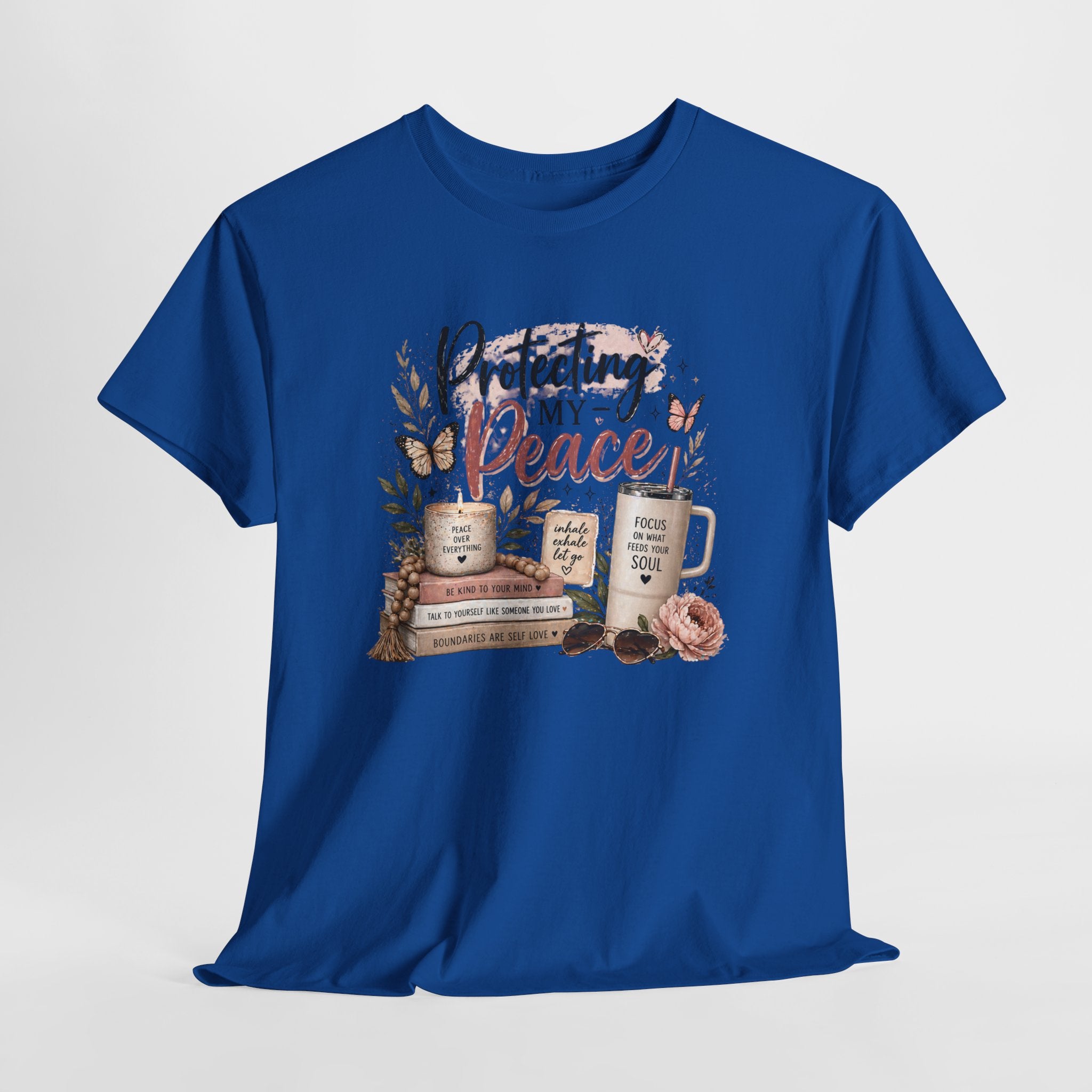 Protecting My Peace T-Shirt — Cozy Floral Coffee & Book Graphic Tee