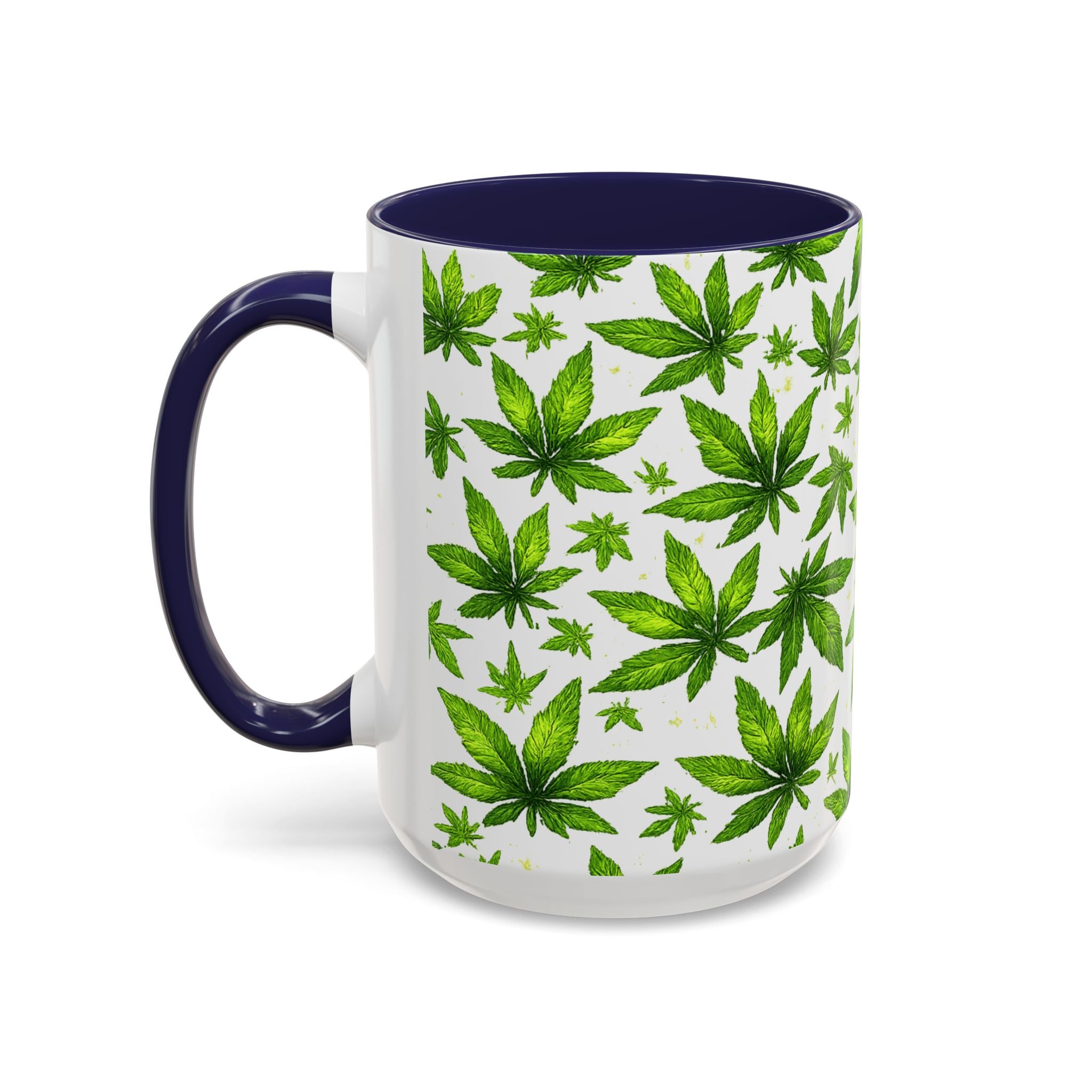 Cannabis Leaf Pattern Accent Coffee Mug – 11/15oz Ceramic