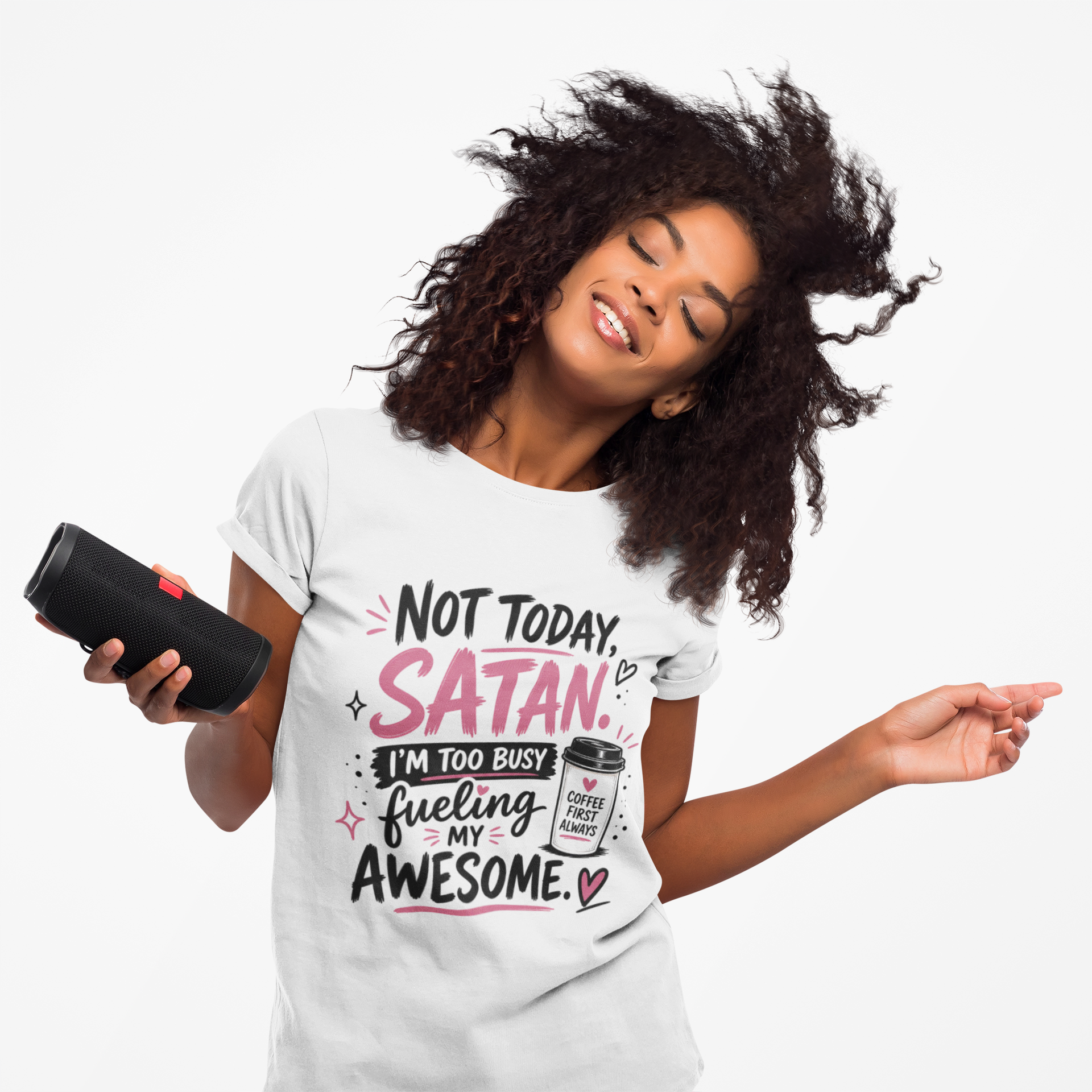 Not Today Satan Coffee Tee — Funny Christian Graphic T-Shirt