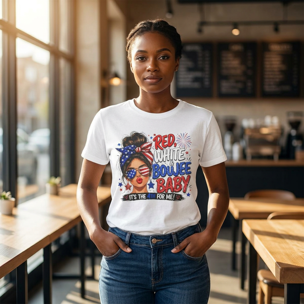 Patriotic 'Red White Boujee Baby' Tee – 4th of July Women's Graphic Shirt