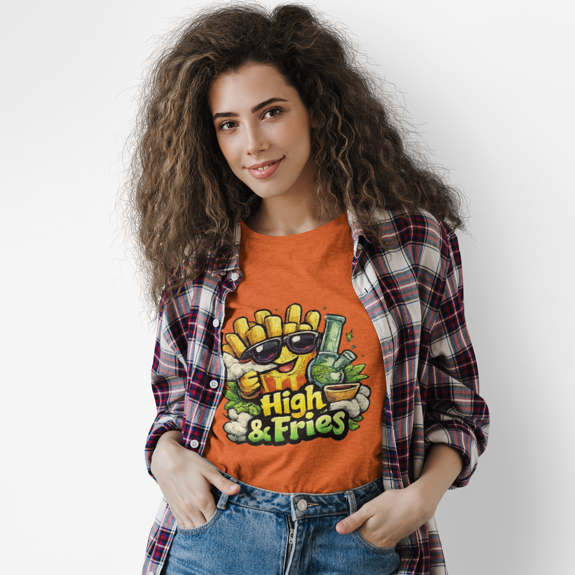 T-Shirt — "High & Fries" Funny Cannabis + Fries Graphic Tee