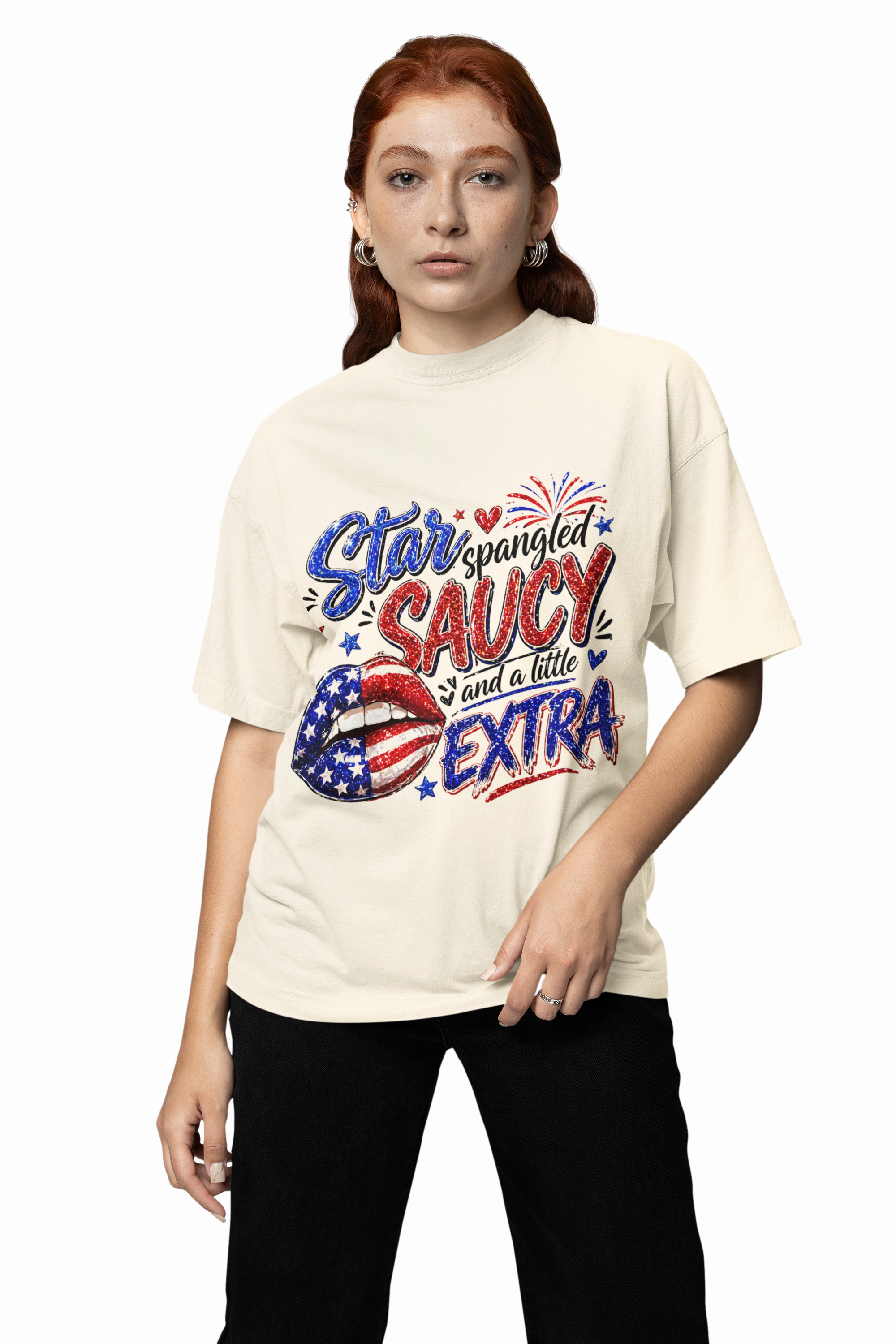 Patriotic “Star-Spangled Saucy & a Little Extra” Tee