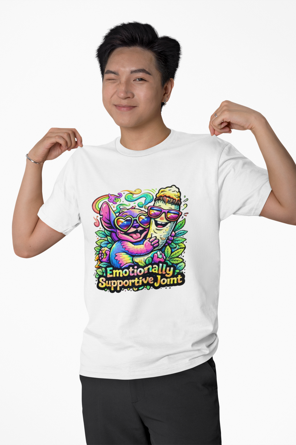 T-Shirt — "Emotionally Supportive Joint" Colorful Sloth & Ice Cream Graphic Tee