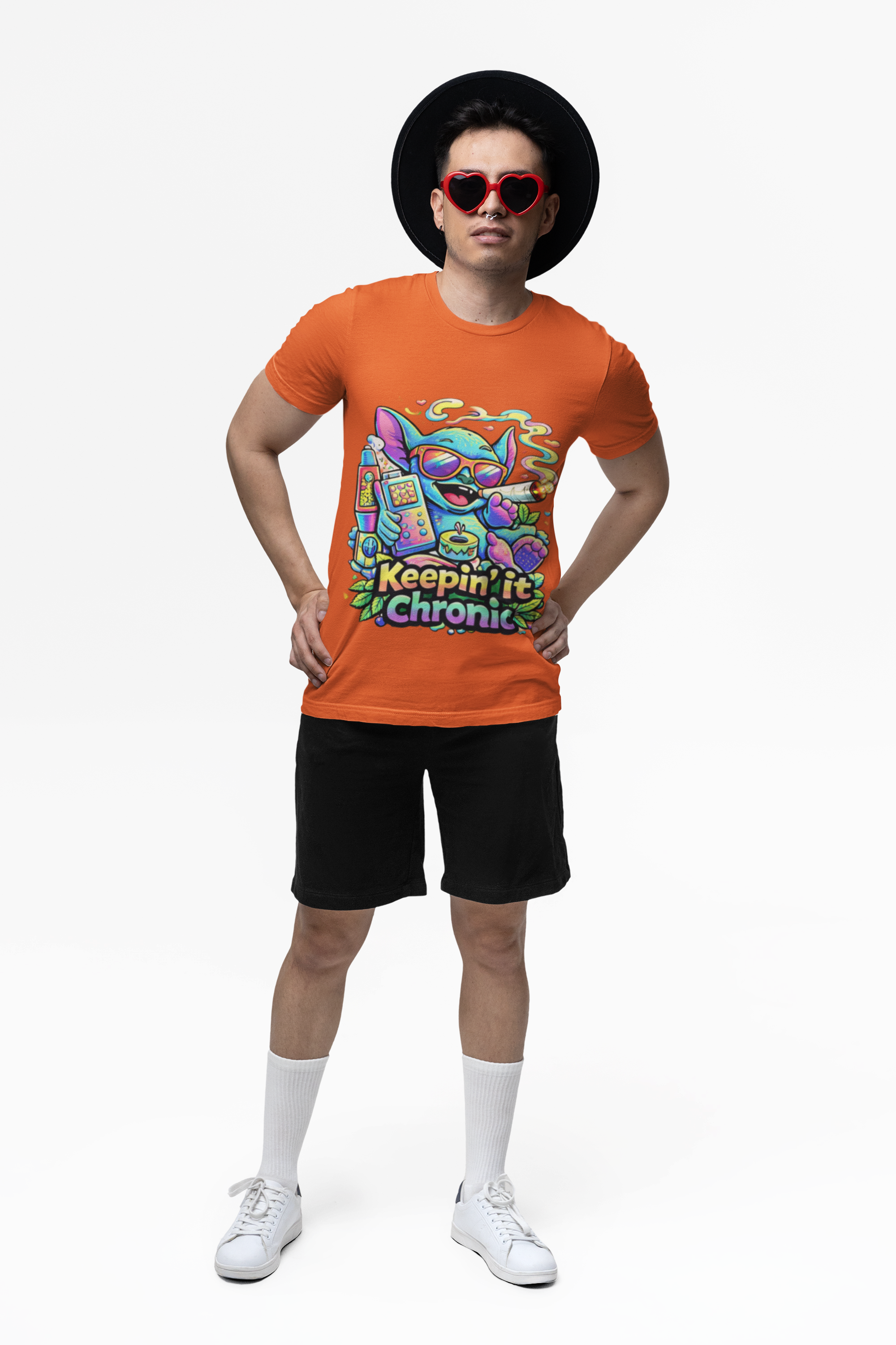 Keepin' It Chronic T-Shirt — Colorful Stoner Cat Graphic Tee