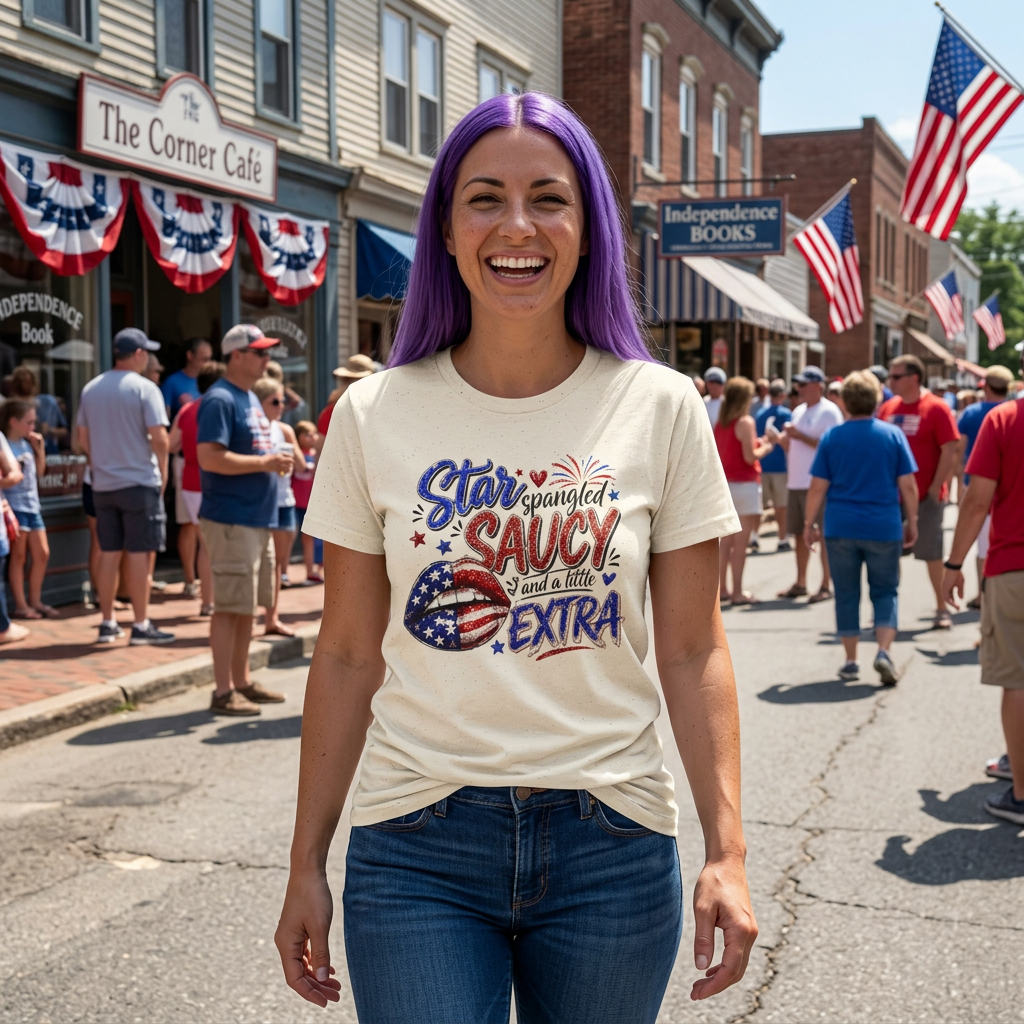 Patriotic “Star-Spangled Saucy & a Little Extra” Tee