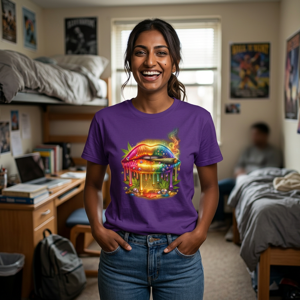 Rainbow Drip Lips T-Shirt — Neon Melting Lip Art Tee