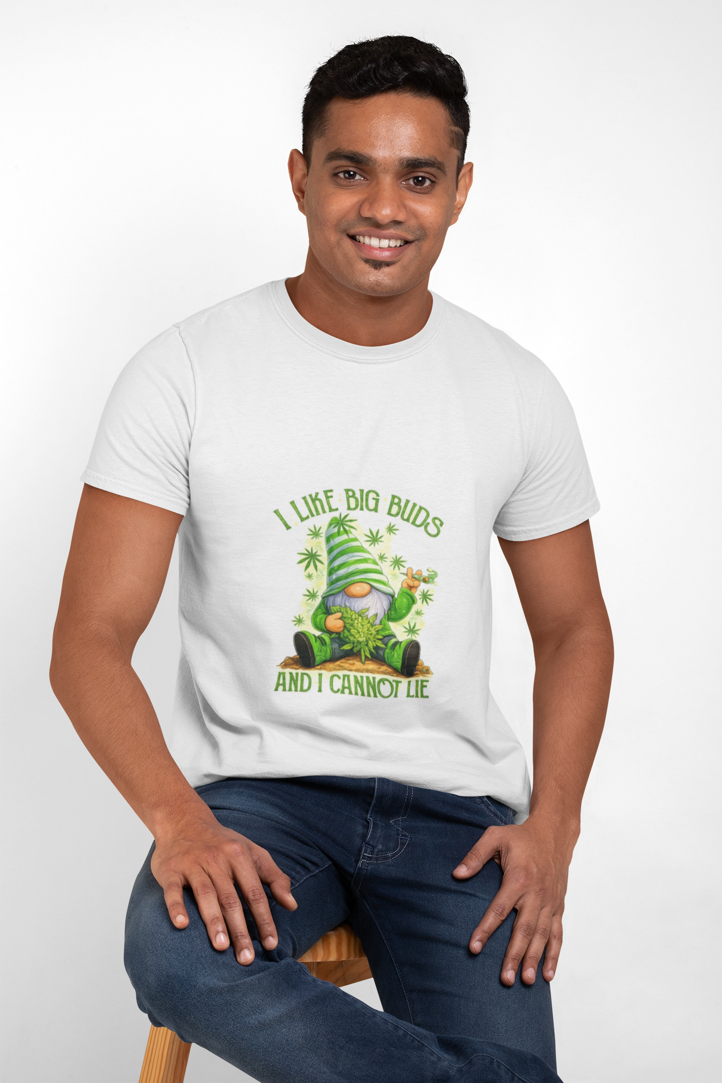 Gnome Cannabis Tee — "I Like Big Buds and I Cannot Lie" Graphic T-Shirt