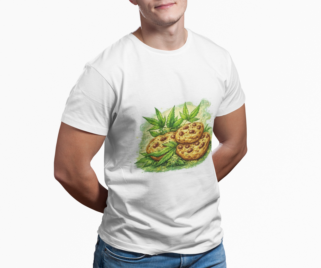 Cookie & Basil Garden Tee — Cute Baked Goods Illustration T-Shirt