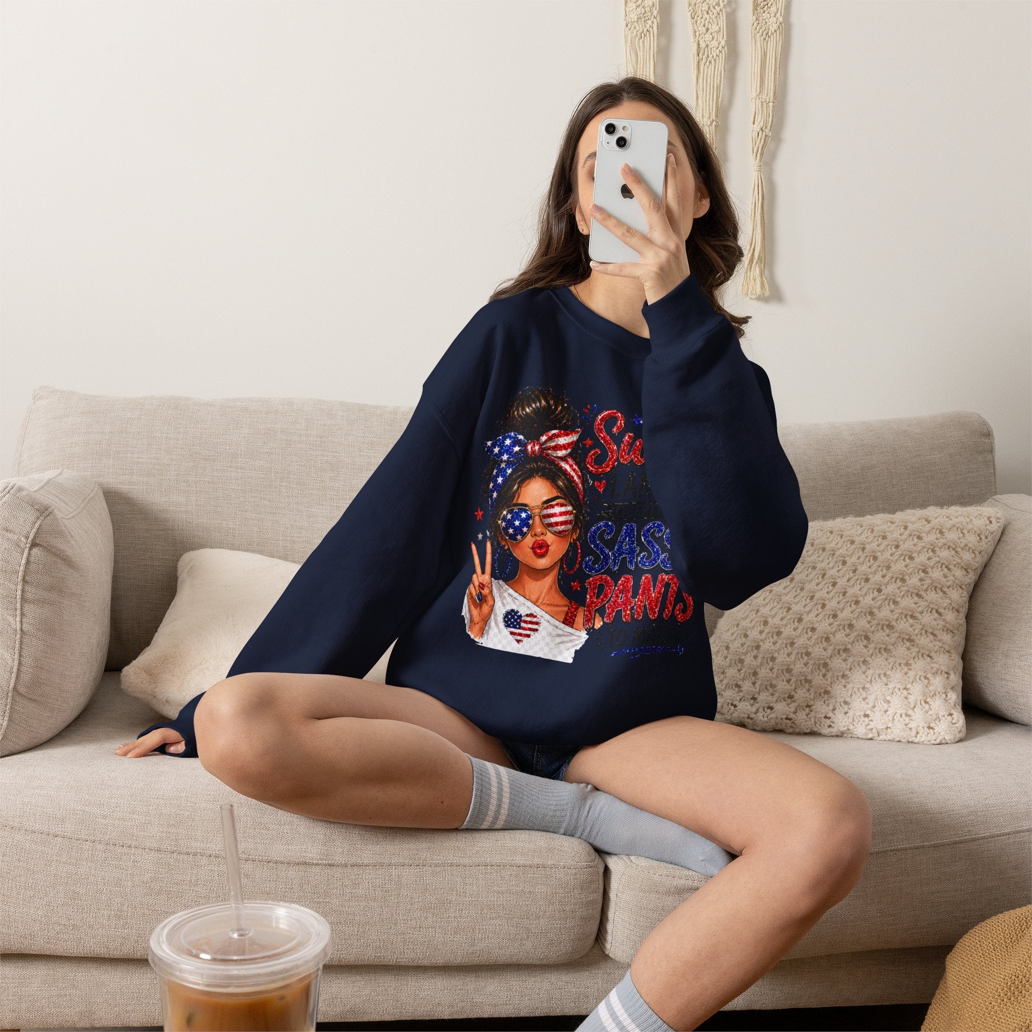 Patriotic 'Sweet Land of Liberty, Sassy Pants to Match' Crewneck Sweatshirt