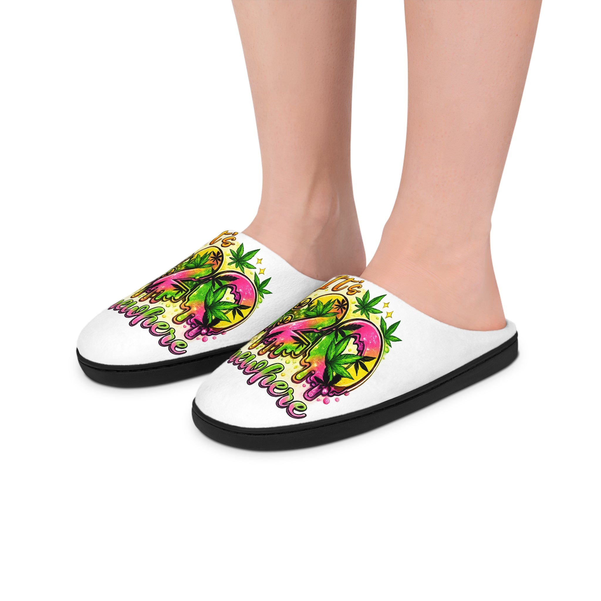 Women's Slippers - "It's Somewhere" Colorful Retro Tropical Indoor House Slippers