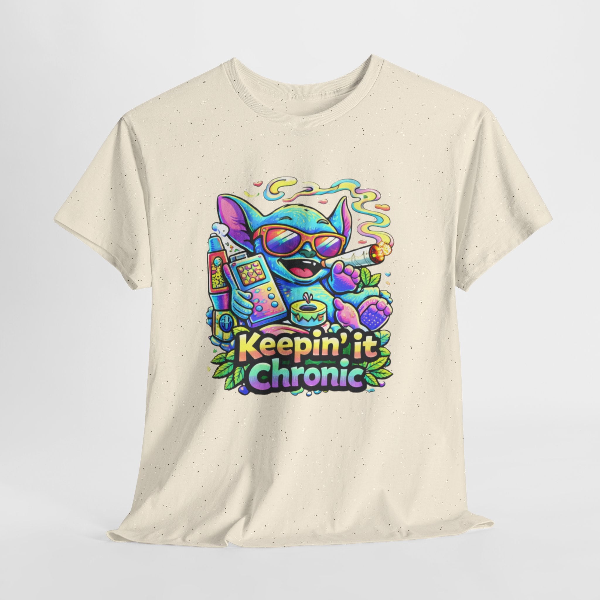 Keepin' It Chronic T-Shirt — Colorful Stoner Cat Graphic Tee