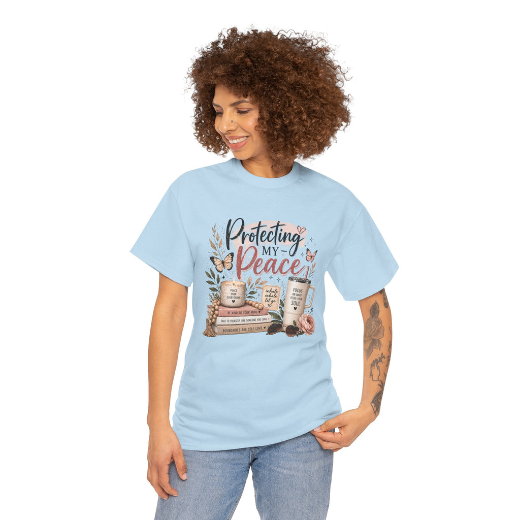 Protecting My Peace T-Shirt — Cozy Floral Coffee & Book Graphic Tee