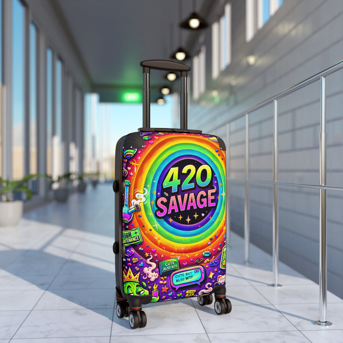 Suitcase — 420 Savage Colorful Rolling Luggage (Psychedelic Rainbow Travel Case)
