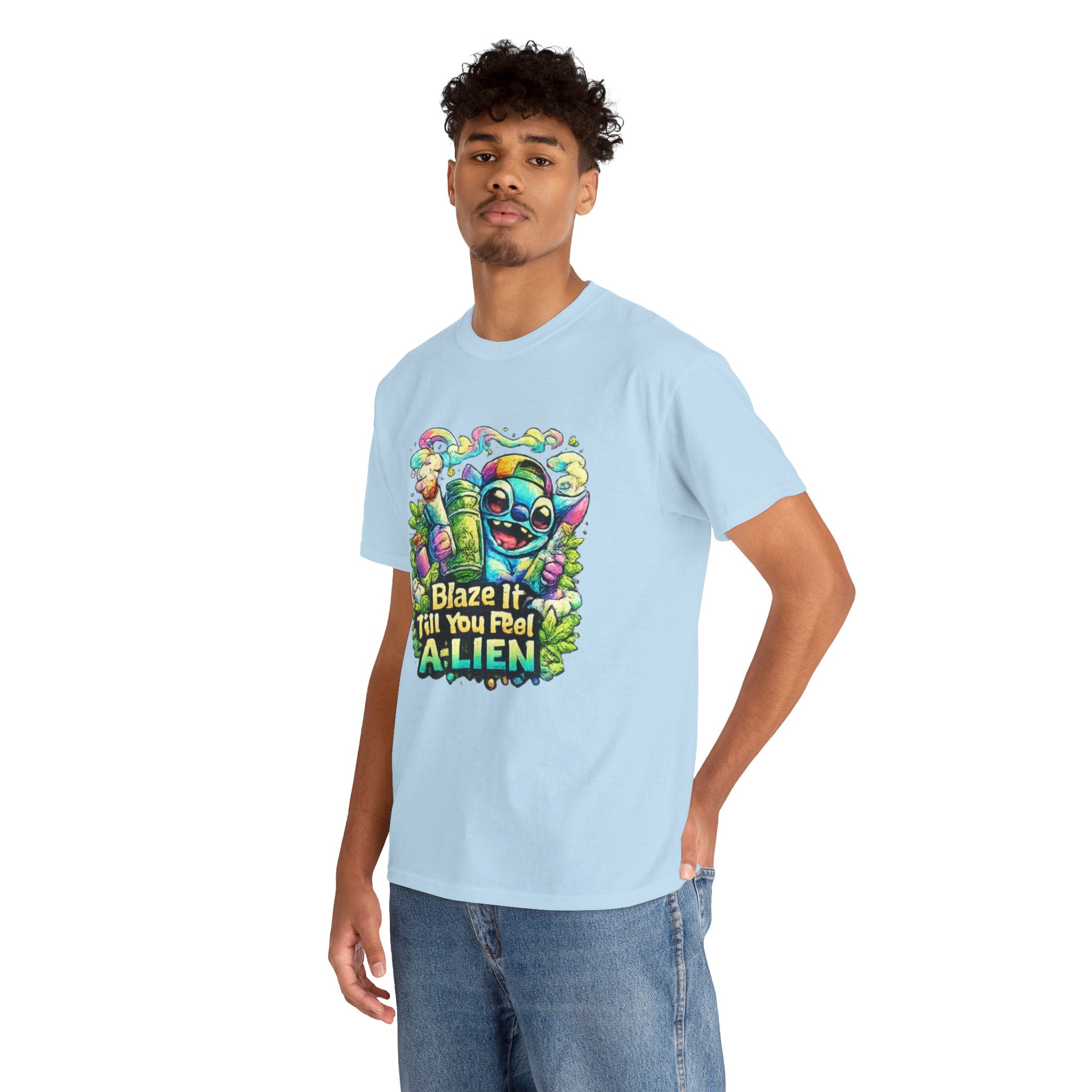 Alien Mushroom Graphic Tee - "Blaze It Till You’re A-LIEN" Psychedelic Cartoon Shirt