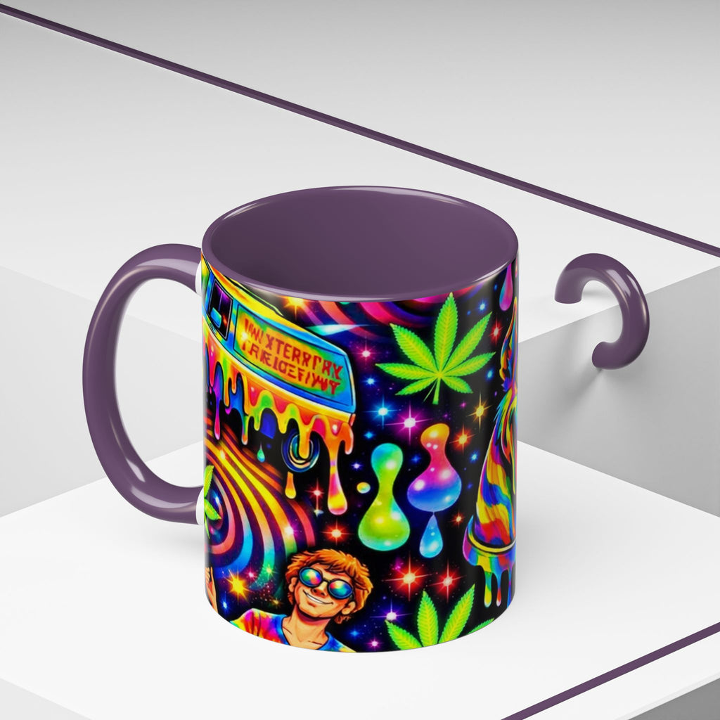 Psychedelic Dog Coffee Mug — Neon Trippy Marijuana Art 11/15oz Accent Mug