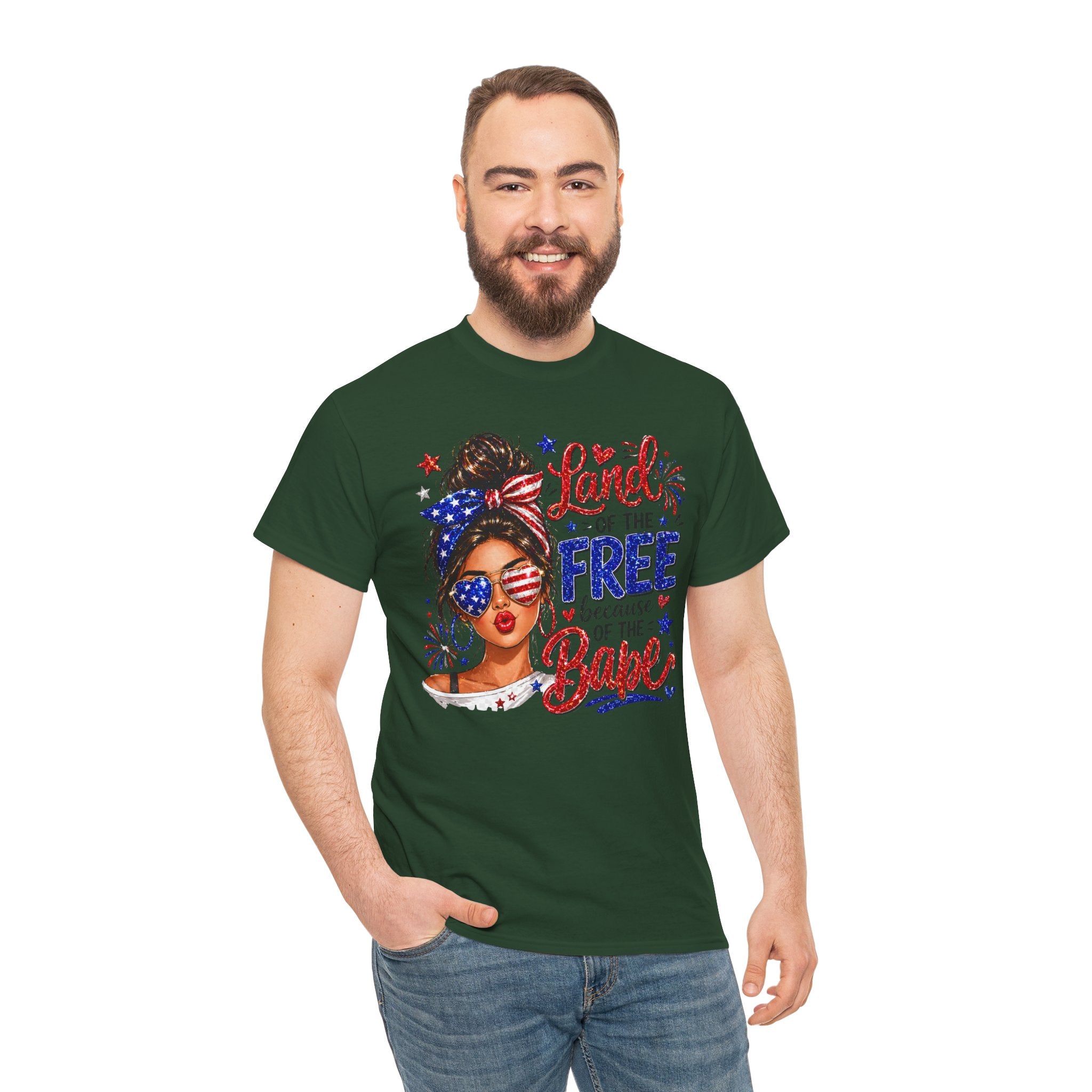 Patriotic Babe T-Shirt — “Land of the Free Because of the Babe” 4th of July Tee