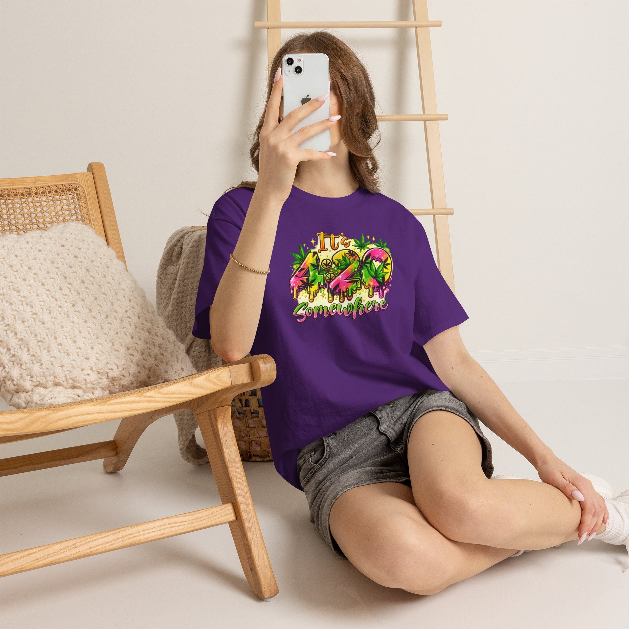 420 Somewhere T-Shirt — Retro Neon Cannabis Graphic Tee