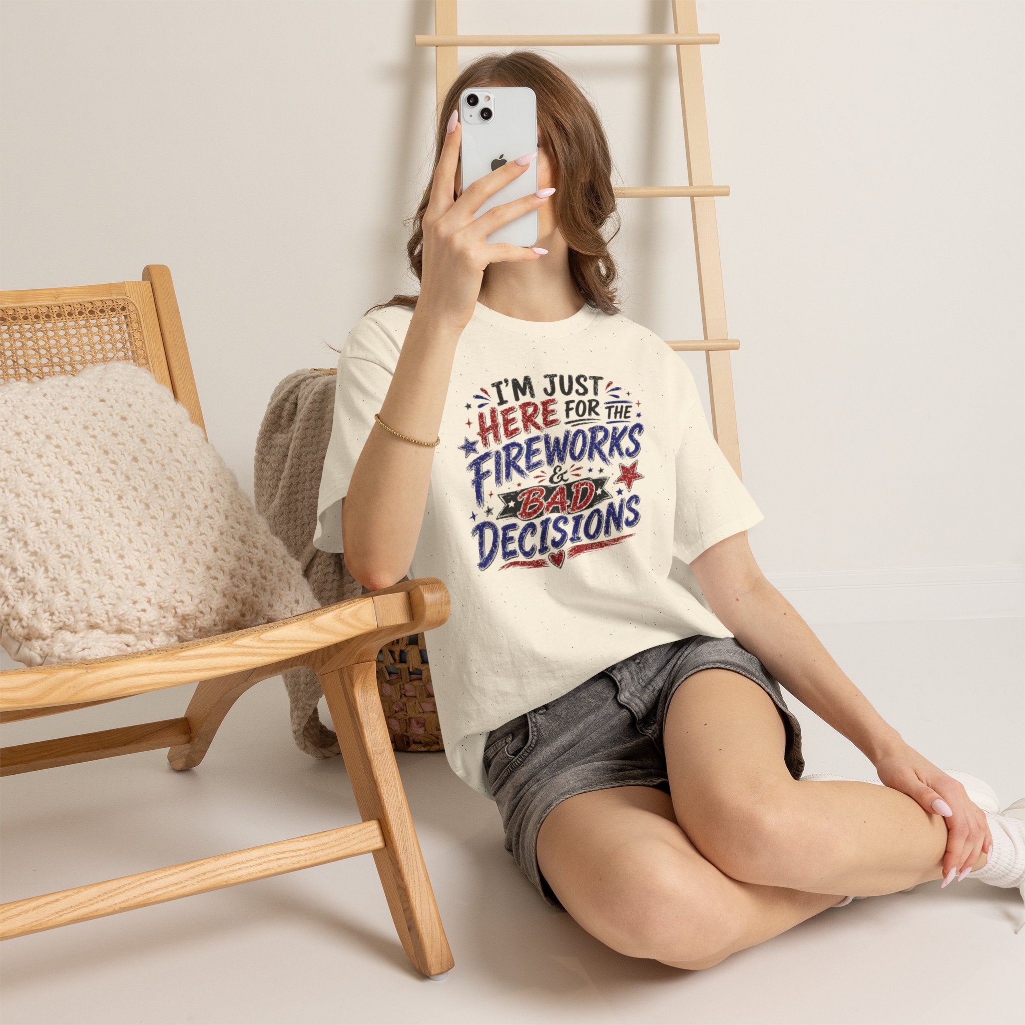 Patriotic 'I'm Just Here for the Fireworks & Bad Decisions' Tee